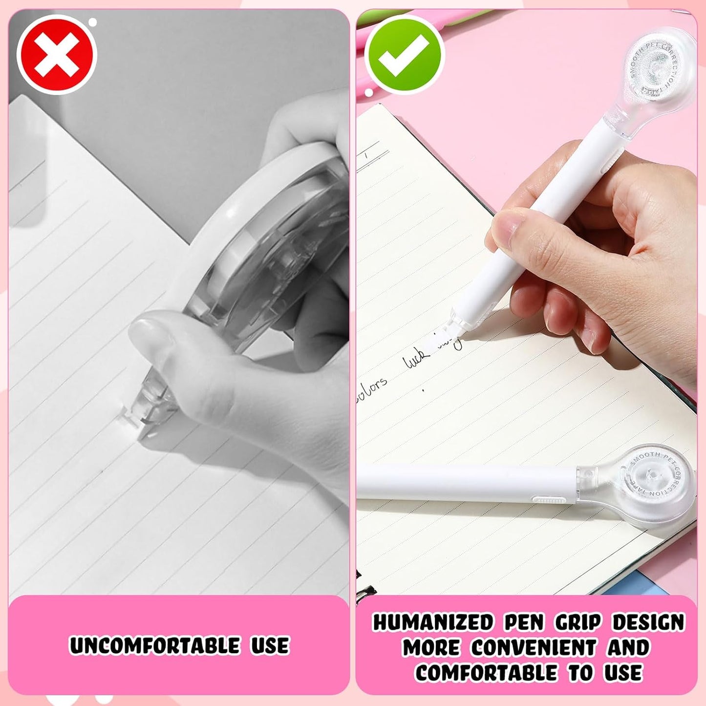 10 Pack Correction Tape Pen Correctional Ink Tape Push Pull Protective, Easy to Use Applicator for School Office Supplies, 0.2 x 236 Inch(White Color)