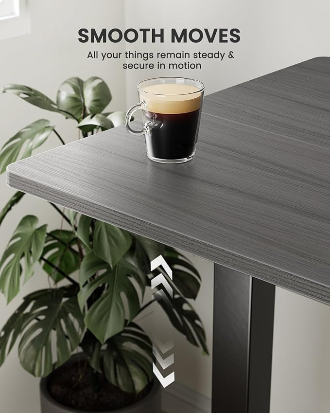 ErGear Height Adjustable Electric Standing Desk, 55 x 28 Inches Sit Stand up Desk, Large Memory Computer Home Office Desk with Two-Piece Desktop (Grey)