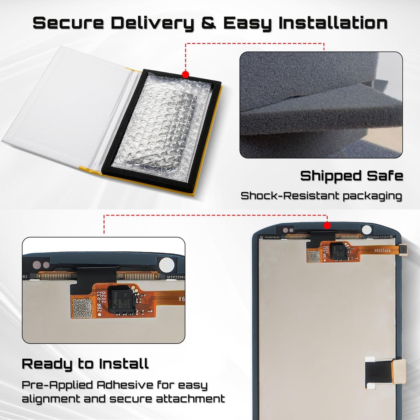 for Zebra TC77 TC70 TC75 TC70X TC75X TC72 LCD Screen Replacement - LCD Touch Display Digitizer Assembly Compatible with Handheld Android Barcode Scanners
