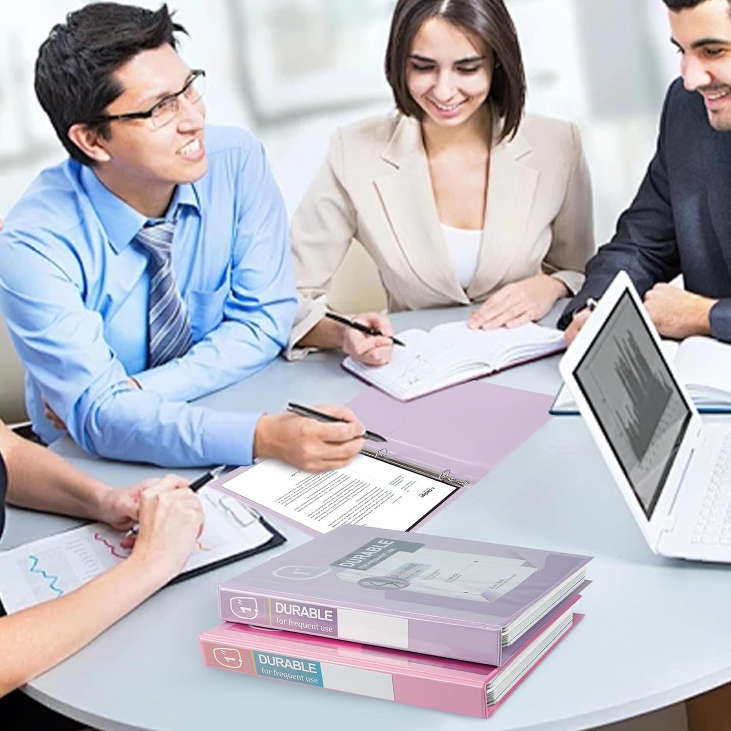 Zzrywuty Durable 3 Ring Binder, 1 Inch, Economy 4 Pack, Each Holds 225 Pages, D-Ring Presentation View Binders for Office, School, Home (Pastel Assortment)