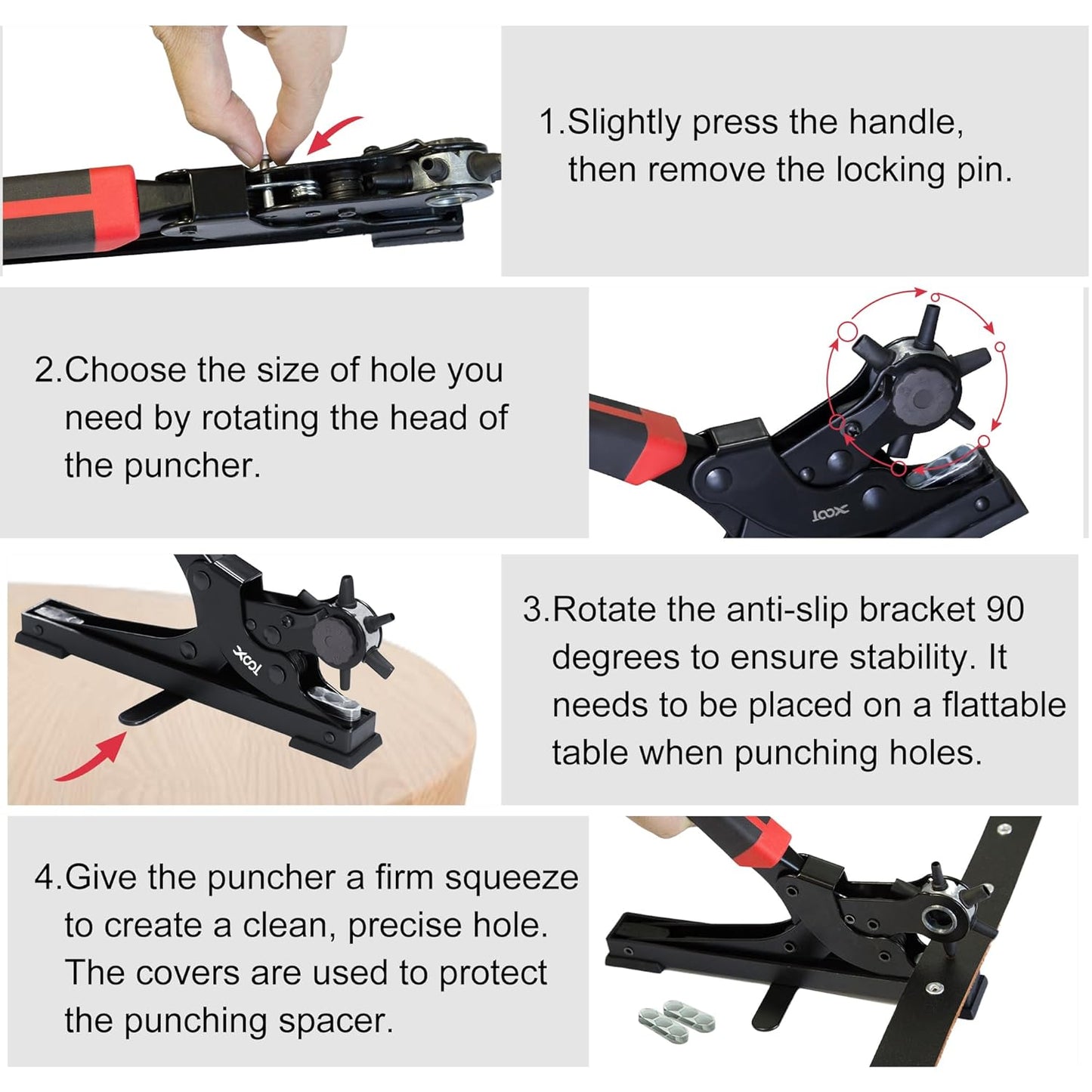 XOOL Oval & Round Holes Belt Hole Puncher for Leather, Precision Multi-Size Leather Hole Punch for Watch Bands, Straps, Collars, Saddles, Shoes, Fabric, DIY Home, Craft Projects