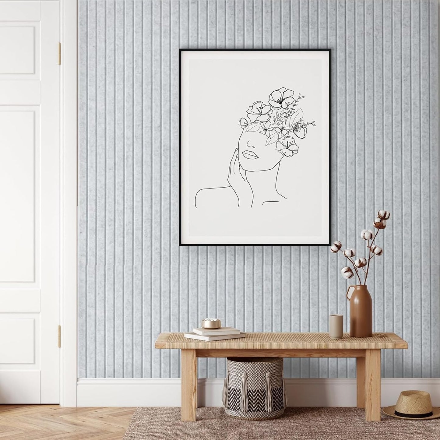 Large Cork Board for Office, 8 Pack Felt Wall Tiles with Slat Wall Paneling, Felt Bulletin Board Pin Board Cork Boards for Walls - Silver Gray