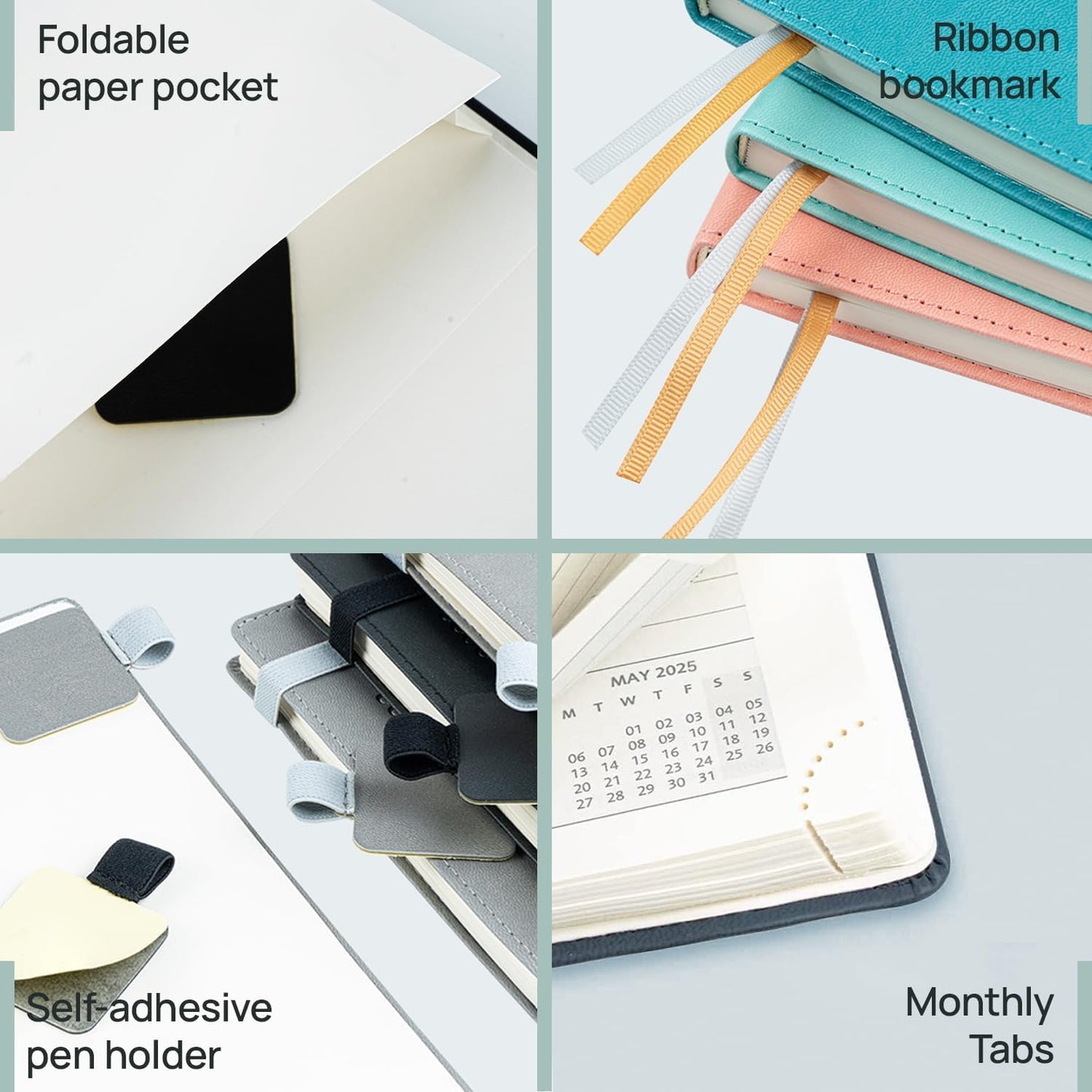 POPRUN Planner 2025-2026 (Medium - 6.5'' x 8.5'') Academic Weekly Calendar (July 2025 - June 2026) with Hourly Time Slots, Monthly Tabs, 100GSM Thick Papers, Leather Soft Cover - Pink