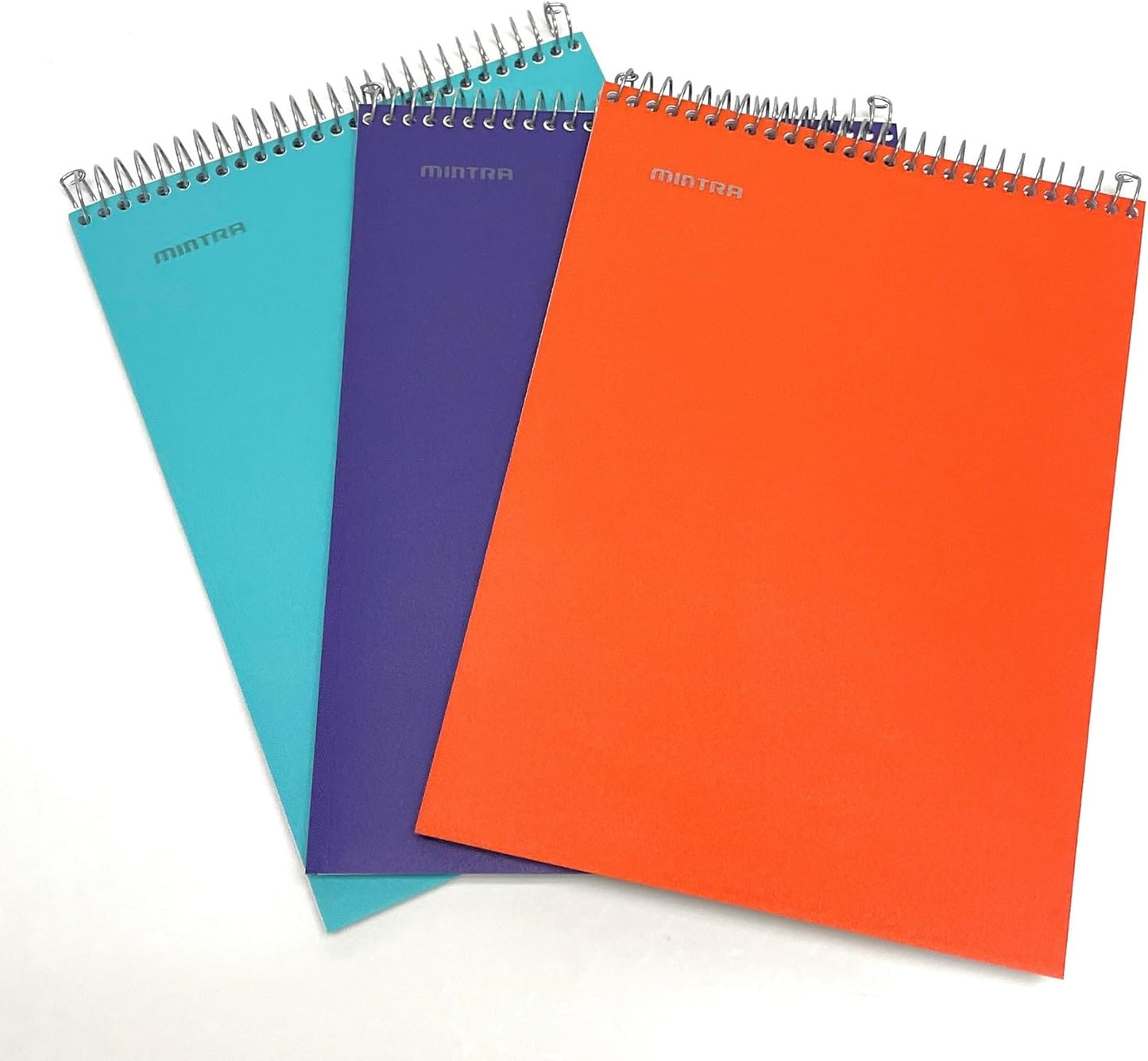 Mintra Office TOP BOUND Durable Spiral Notebooks (Teal, Purple, Orange, College Ruled 3pk)