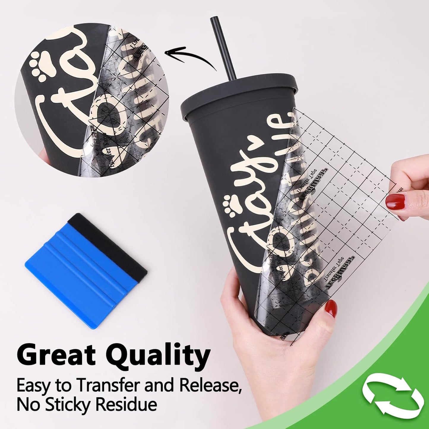 TECKWRAP Transfer Tape for Vinyl Vinyl Transfer Tape - 12" x 52FT Adhesive Transfer Tape for Permament Viyln Decals and Stickers,Windows,Signs,Clear Alignment Grid