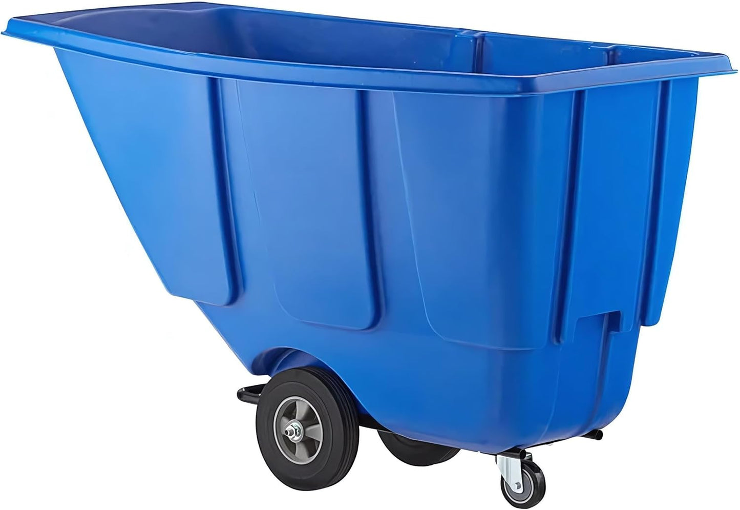 Commercial Garbage Wagon 0.5 Cubic Yard 300 lb., Tilt Truck, Construction Trash Recycling Trolley, Industrial Dump Cart Transportation, Rolling Waste Bin, Blue