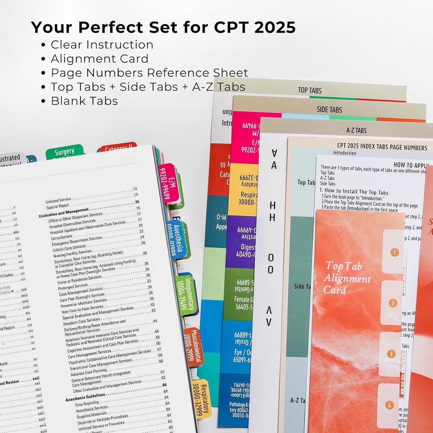 CPT 2025 Code Book Index Tabs - for AMA Version CPT 2025 Professional Edition, Easy-to-Apply, Long-Lasting, and Organized for Optimal Use (Book Not Included)