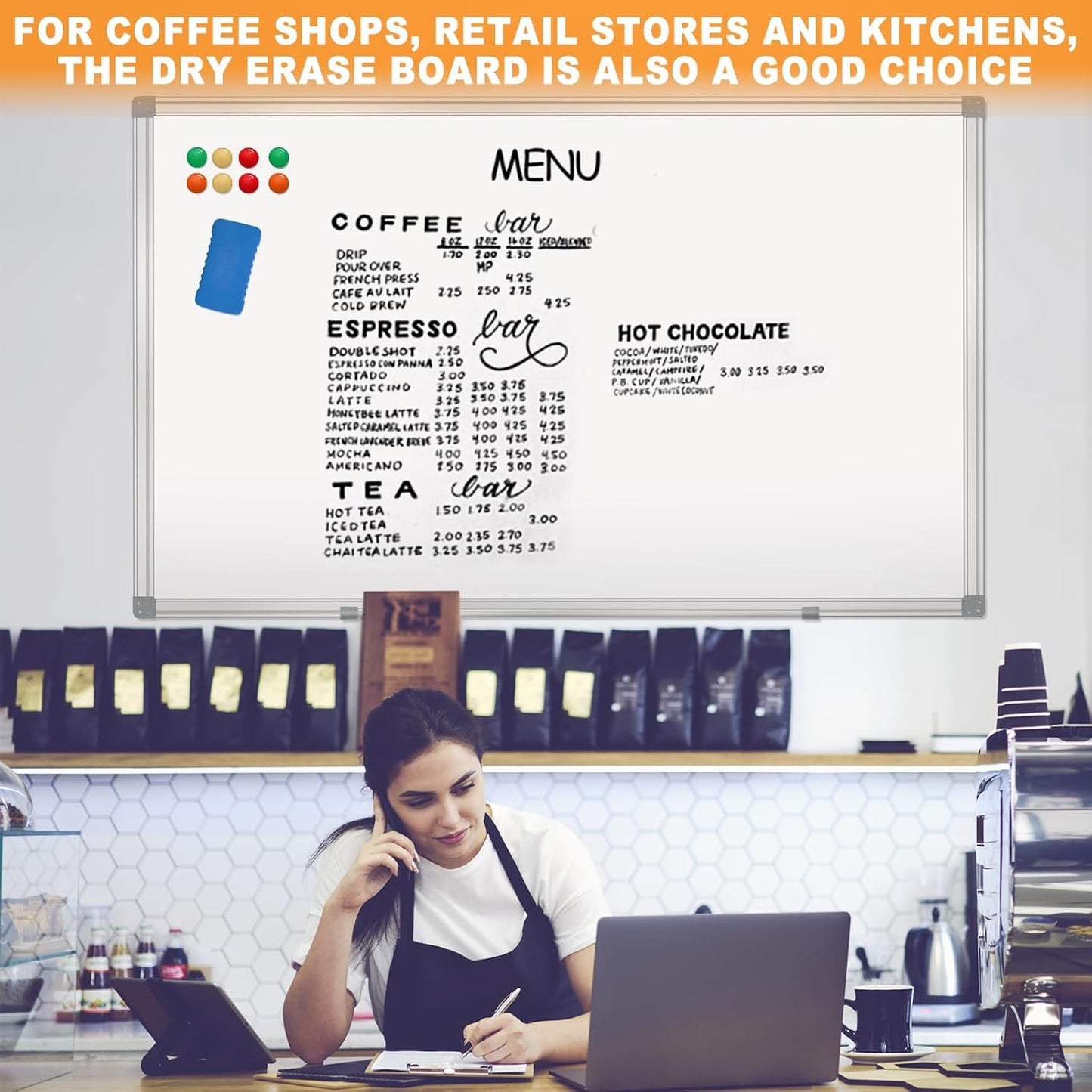 H-Qprobd Dry Erase Board for Wall 60"x40" Aluminum Presentation Magnetic Whiteboard with Long Pen Tray, Wall-Mounted White Board for School, Office and Home