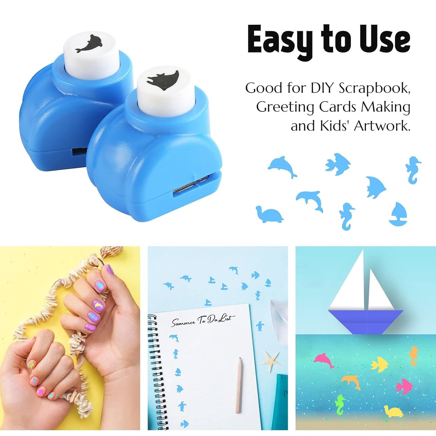 LOVEINUSA 10-Piece Sea Animal Shaped Craft Punch Set for DIY Crafting, Scrapbooking, Journaling, Greeting Cards, Photo Albums, Envelope Punch Board and Festival DIY Paper Projects