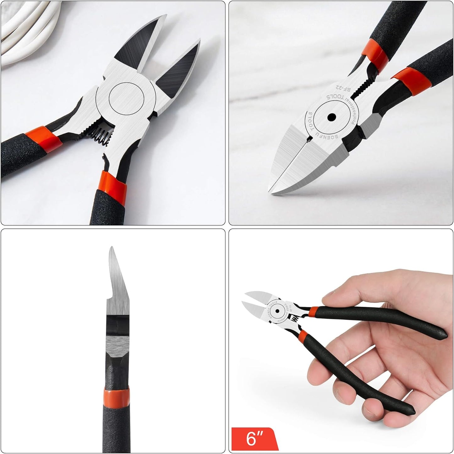 BOENFU Wire Cutters Heavy Duty 5 Pack Side Cutters 6 Inches Wire Snips Flush Cut Pliers Metal Cutting Tool for Crafting, Floral, Artificial Flowers, Chicken Wire, Electrical