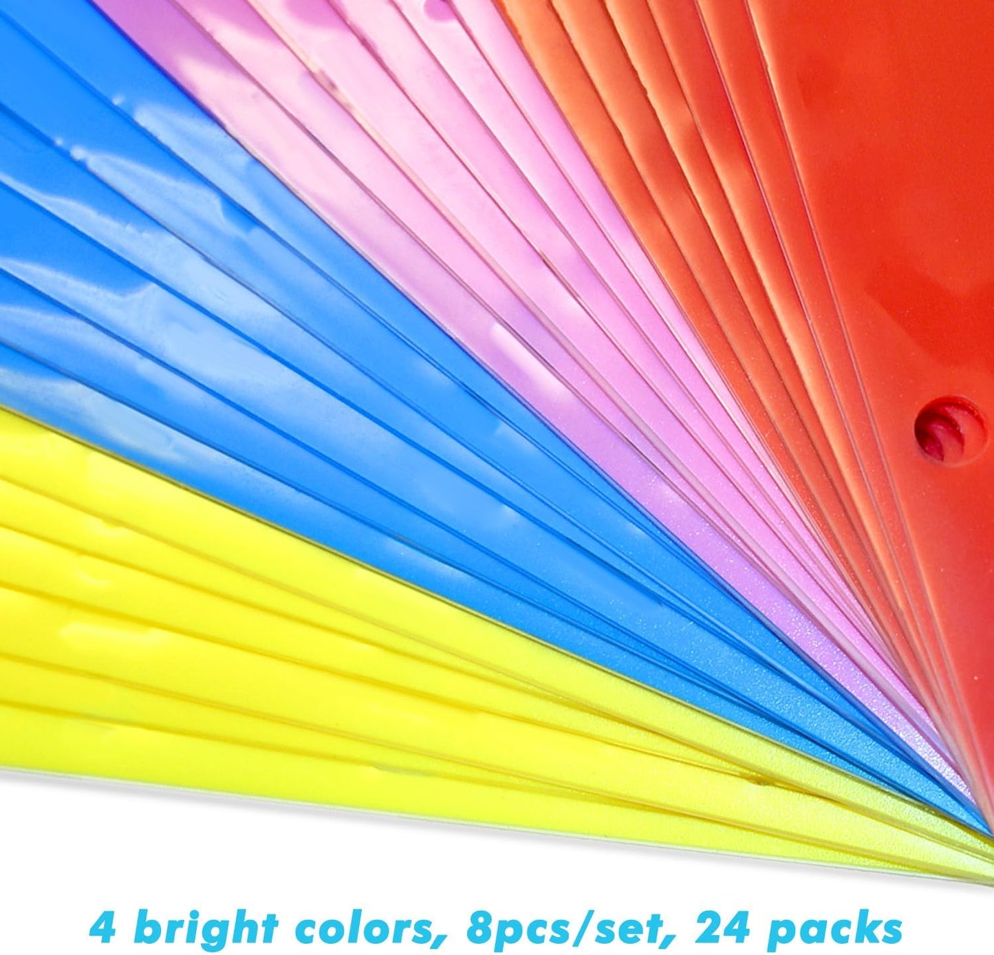 8 Tabs Plastic Dividers with Clear Front Pocket - 3 Sets, Pocket Dividers for 3 Ring Binder, Multi-Color Binder Dividers, Total 24 Tabs