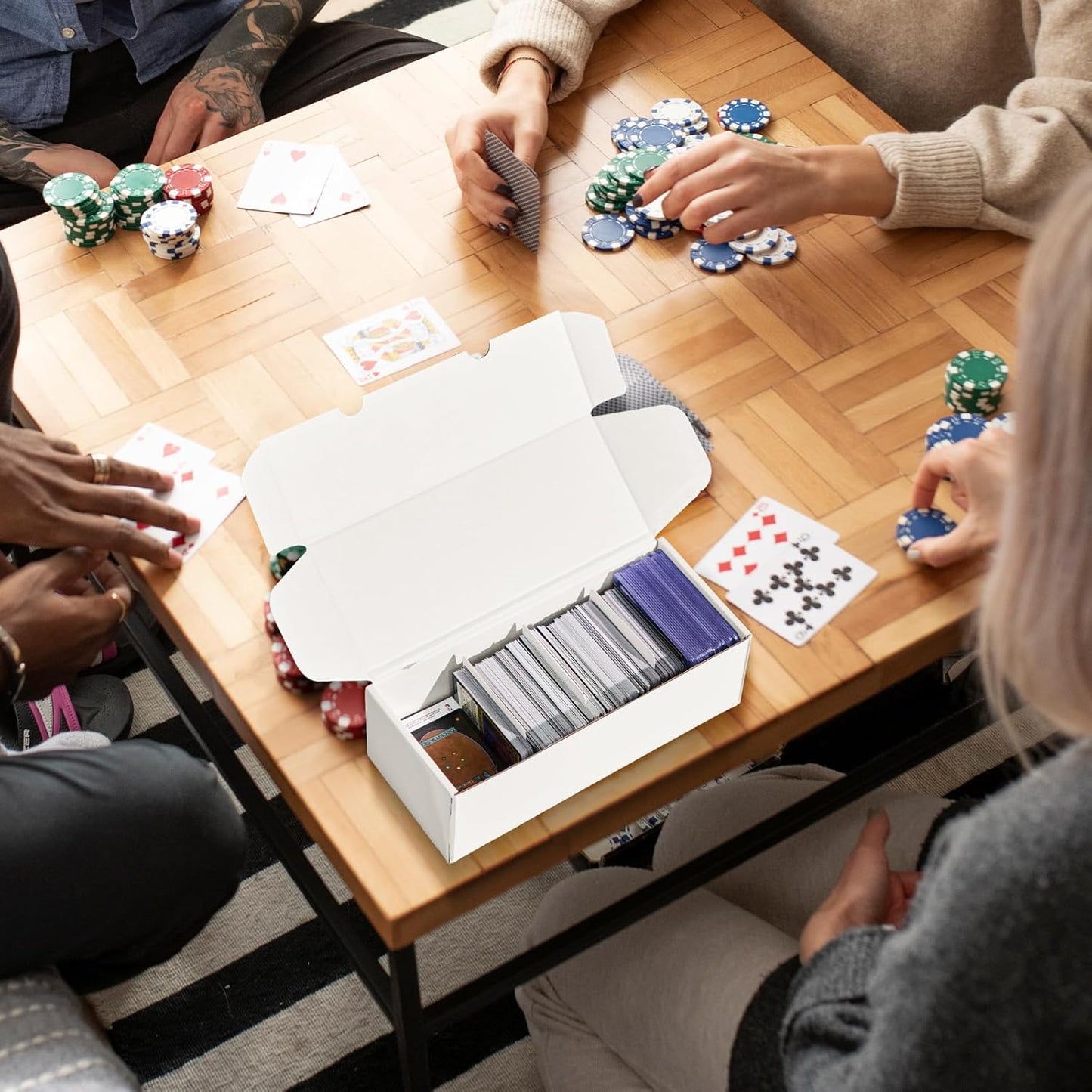 NUMINA 7 Pack 600 Card Storage Box Organizer for Trading Card Collection, Heavy Duty Sports Cardboard Box, Trading Gaming Cards Storage Box with Adjustable Dividers