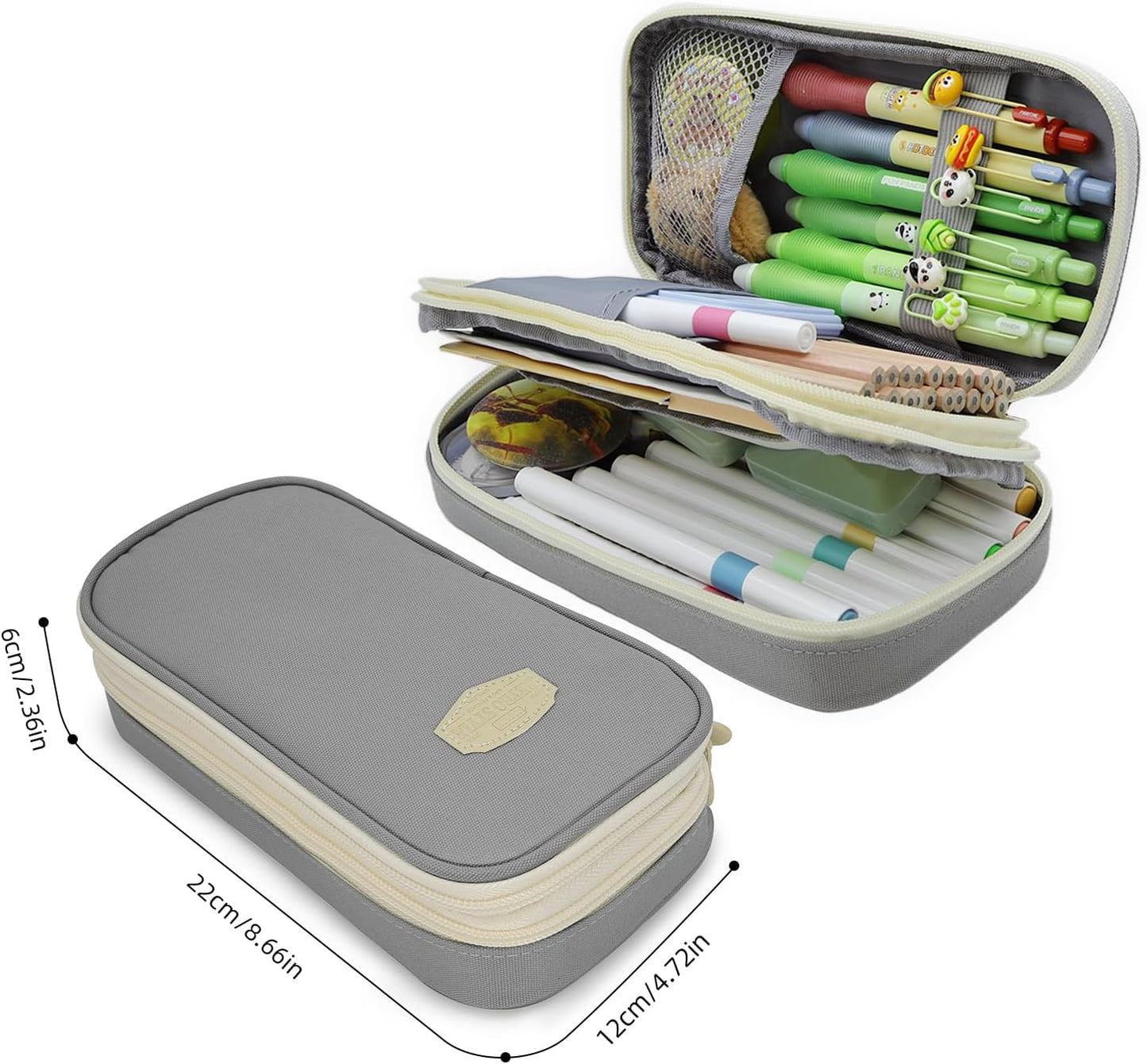 Large Capacity Pencil Case - Durable Zipper Aesthetic Pen Pouch, Big Storage Organizer for School, Office & Travel - Waterproof & Multi-Use (Gray)
