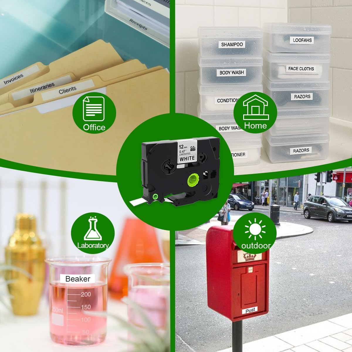 Label Tape Compatible with Brother Tze-231, 12mm 0.47" Black on White Laminated Tape for P-Touch Label Maker PT-D210 D220 H110 D410 P710BT H111 1070, 6 Pack