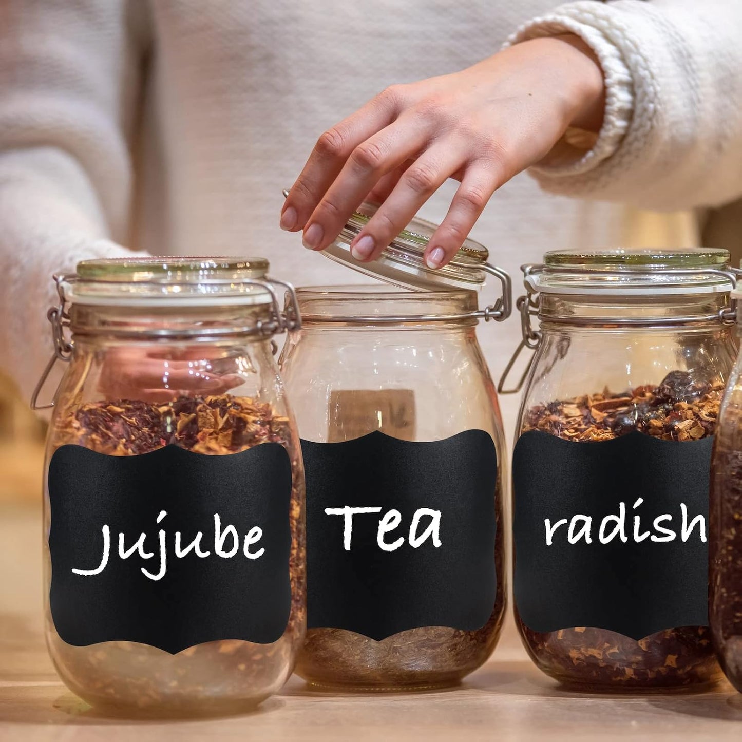 ONUPGO Large Chalkboard Labels (48 Pack), 4 x 6 Reusable Blackboard Stickers Waterproof Chalkboard Sticker for Jars, Parties Decoration, Craft Rooms, Weddings, Storage, Organize Your Home & Kitchen