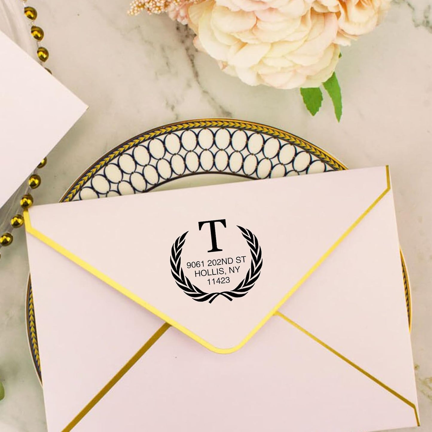 EAQ Custom Stamp Self Inking Return Address Stamp, Personalized Stamp with Text Logo | Business Logo Stamp | Address Stamp | Wedding Stamp