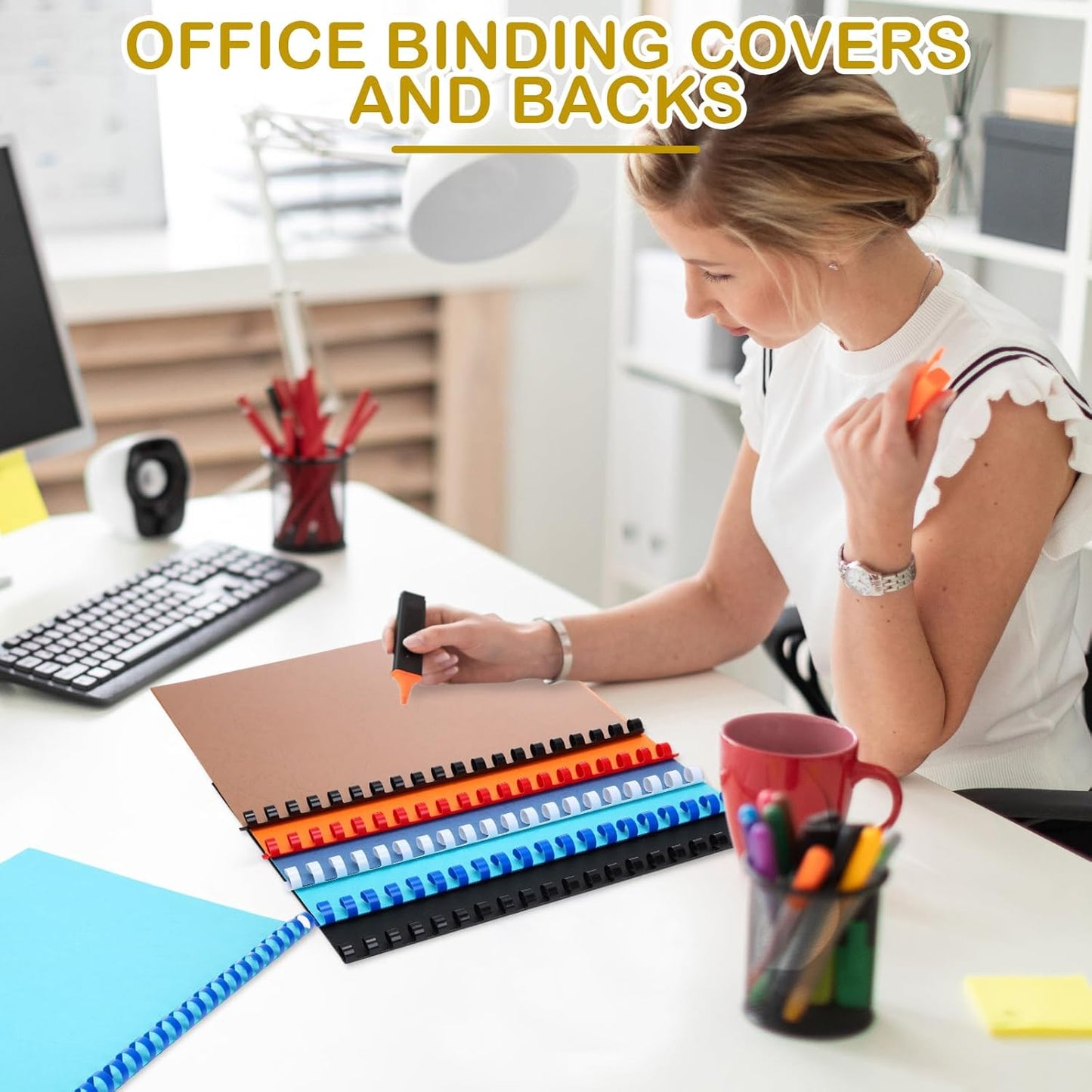 160 Pack Binding Covers and Combs kit 8.5x11 Inches Include 60 Pcs 12 mil Leather Texture Binding Cover 60 Pcs 8 mil Clear PET Presentation Covers 40 Pcs Binding Combs Letter Size(Vivid Color)