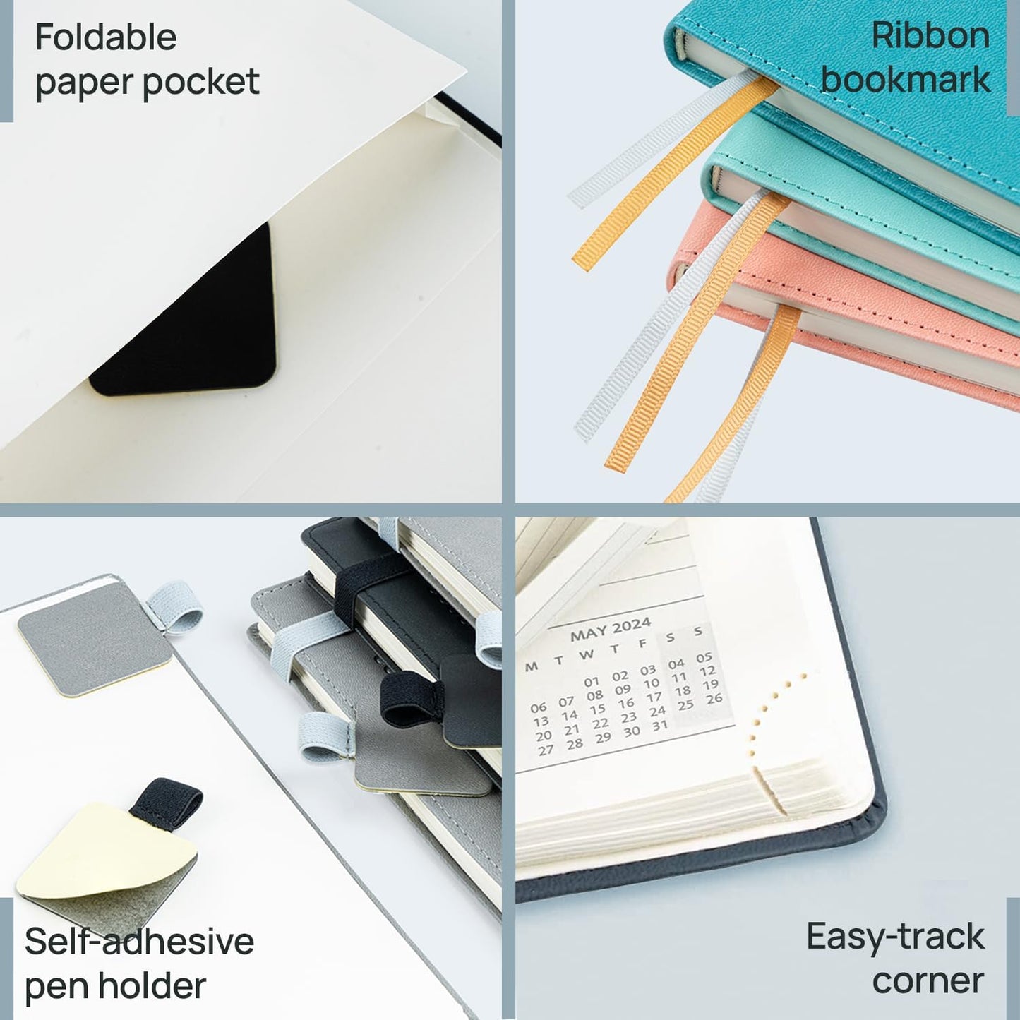 POPRUN 2026 Planner (Large - 8.5'' x 10.5'') - 2026 Weekly Calendar (Jan. 2026 - Dec. 2026) with Hourly Time Slots, Weekly/Monthly Appointment Book for Time Management - Leather Soft Cover - Blue Green