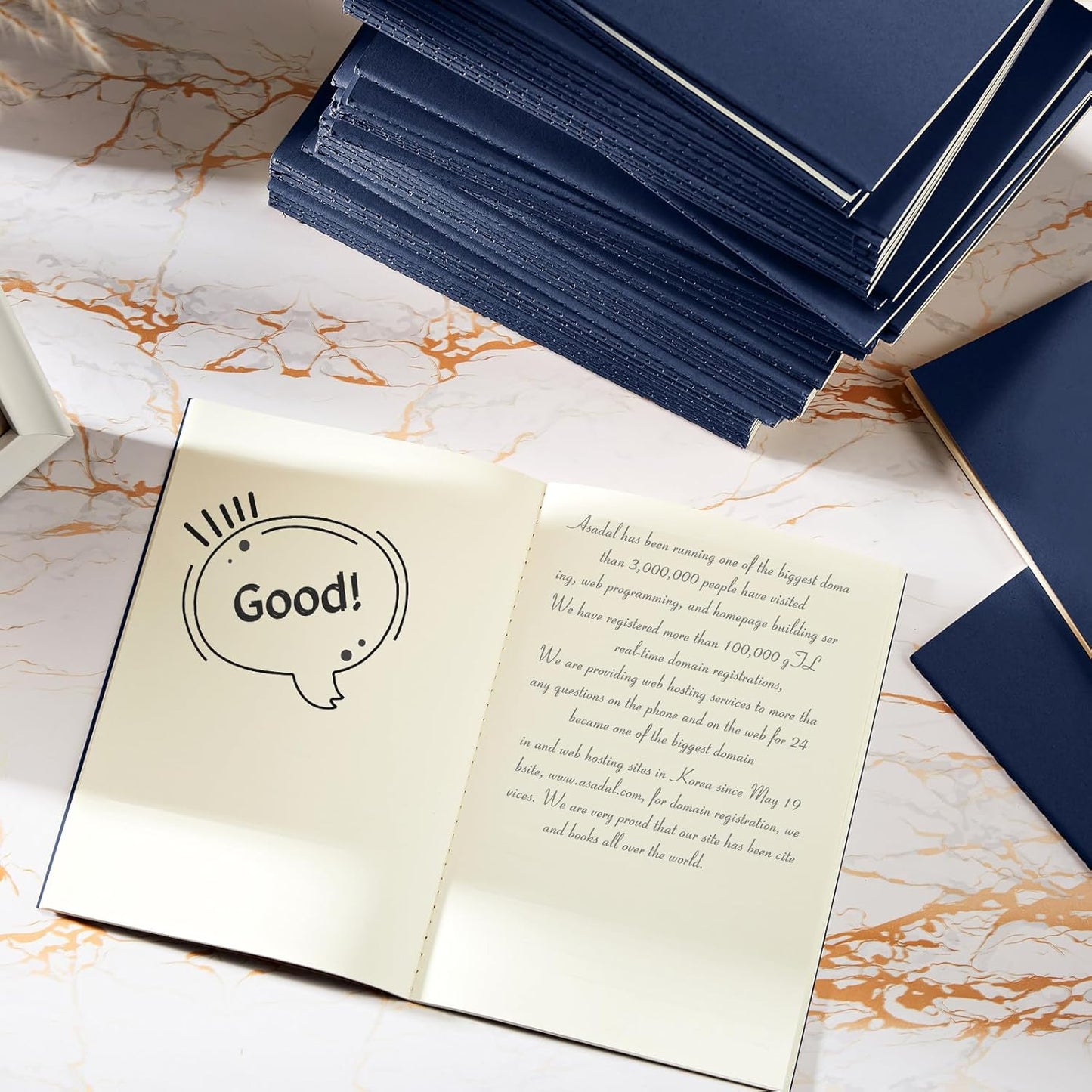 100 Pcs Kraft Notebook Journals 5.5 Inch x 8.3 Inch A5 Softcover Notebooks Bulk for Writing Sketch Office Notepad with 60 Pages 30 Sheets (Navy,Unlined)