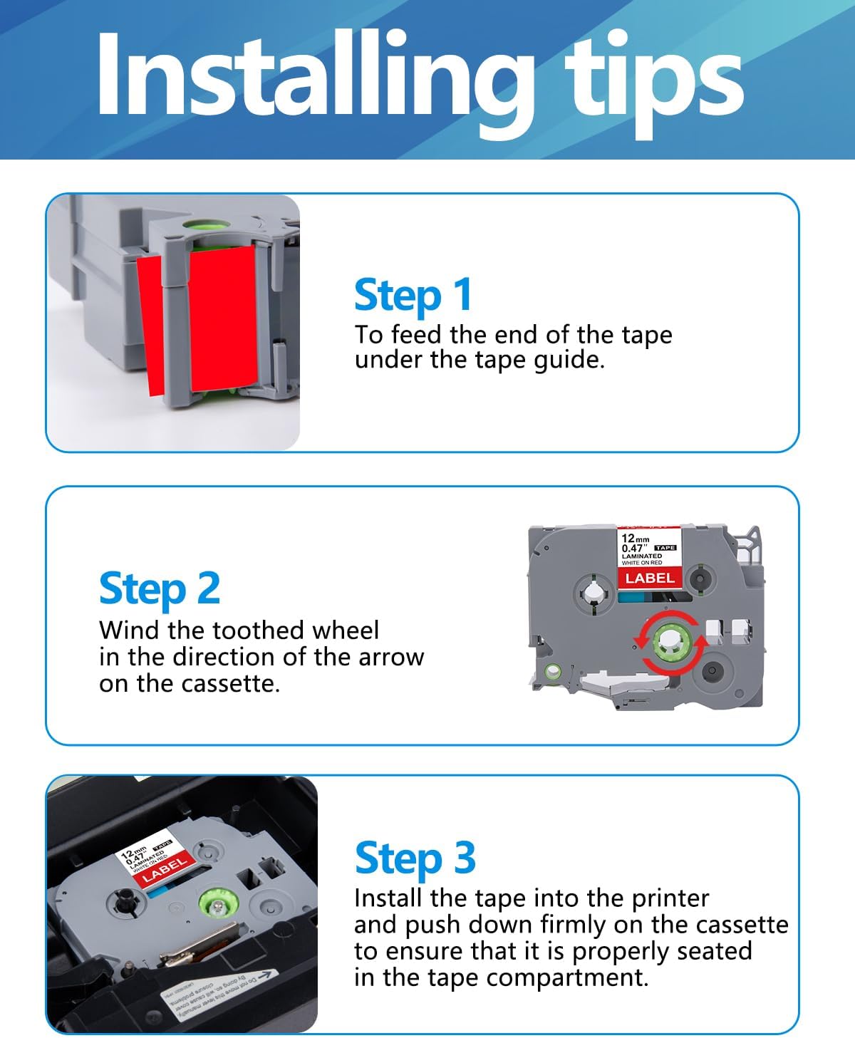 Weemay 3 Pack TZe435 12mm White on Red Laminated Label Tape Compatible with Brother Label Maker Tape TZe-435 TZe 435 TZ-435 TZ435 for PTouch PTD210 PTD220 PTH110BP PTD410 PTD600 Printer, 0.47" x 26.2'