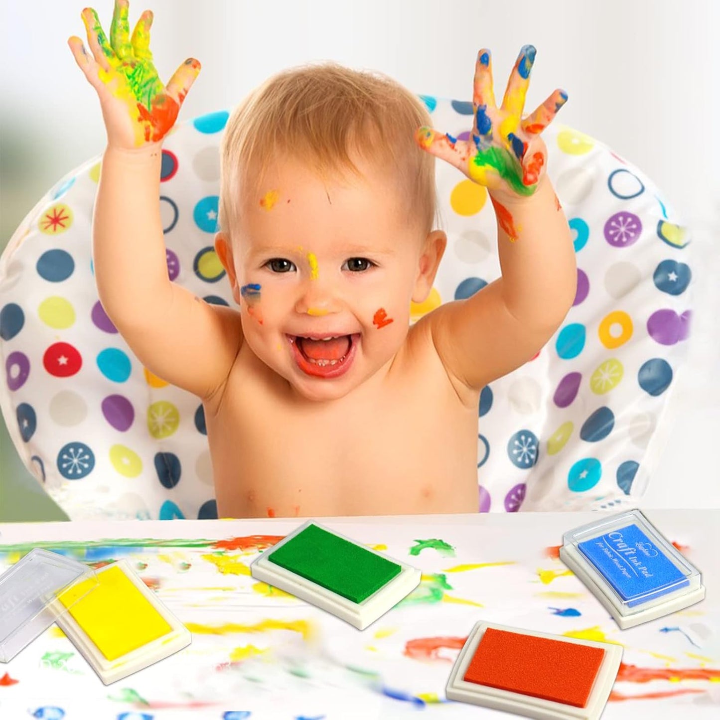 Craft Ink Pad for Rubber Stamps, Paper, Wooden, Fabric, Scrapbooking, Non-Toxic Finger Ink Pads for Kids (Blackish Green)