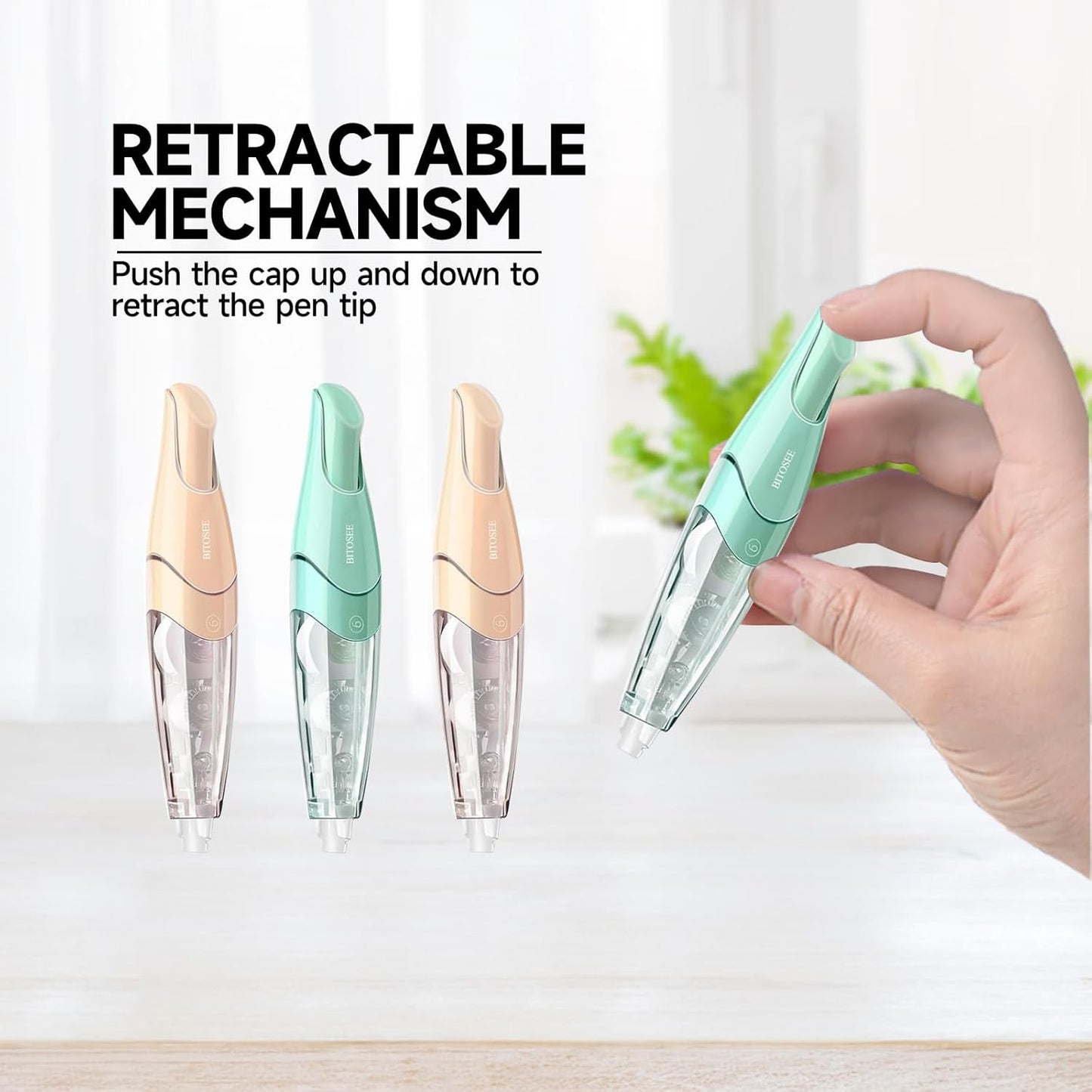 White Correction Tape, Retractable Refillable Correction Tape, With Smooth Pull Out Tape Applicator, Aesthetic Cute Correction Pen for Office Supplies