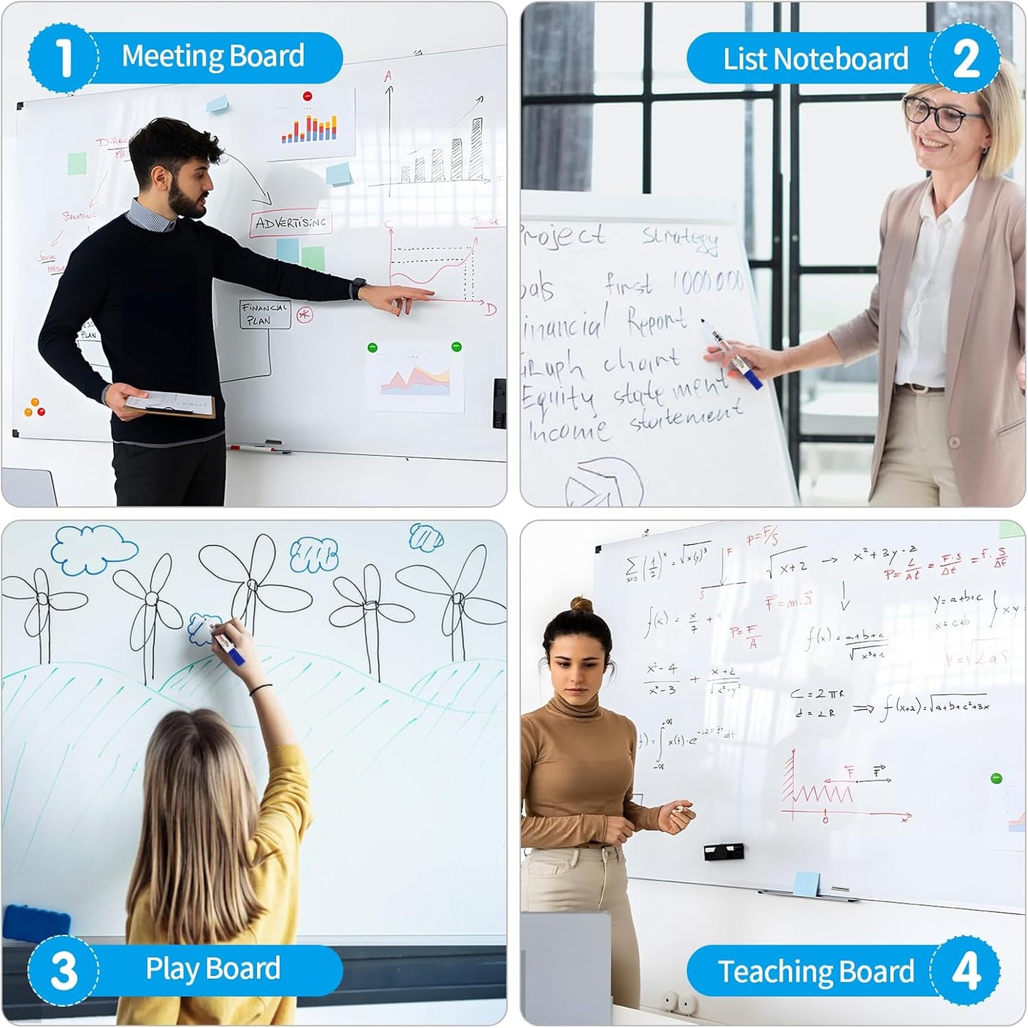 Magnetic Dry Erase Whiteboard 42"x24"- Self-Adhesive Flexible Wall Board Kit with 11 Markers, 6 Magnets, Magnetic Eraser & Holder - Ultra Smooth Writing,Effortless Clean for Office, Home, School