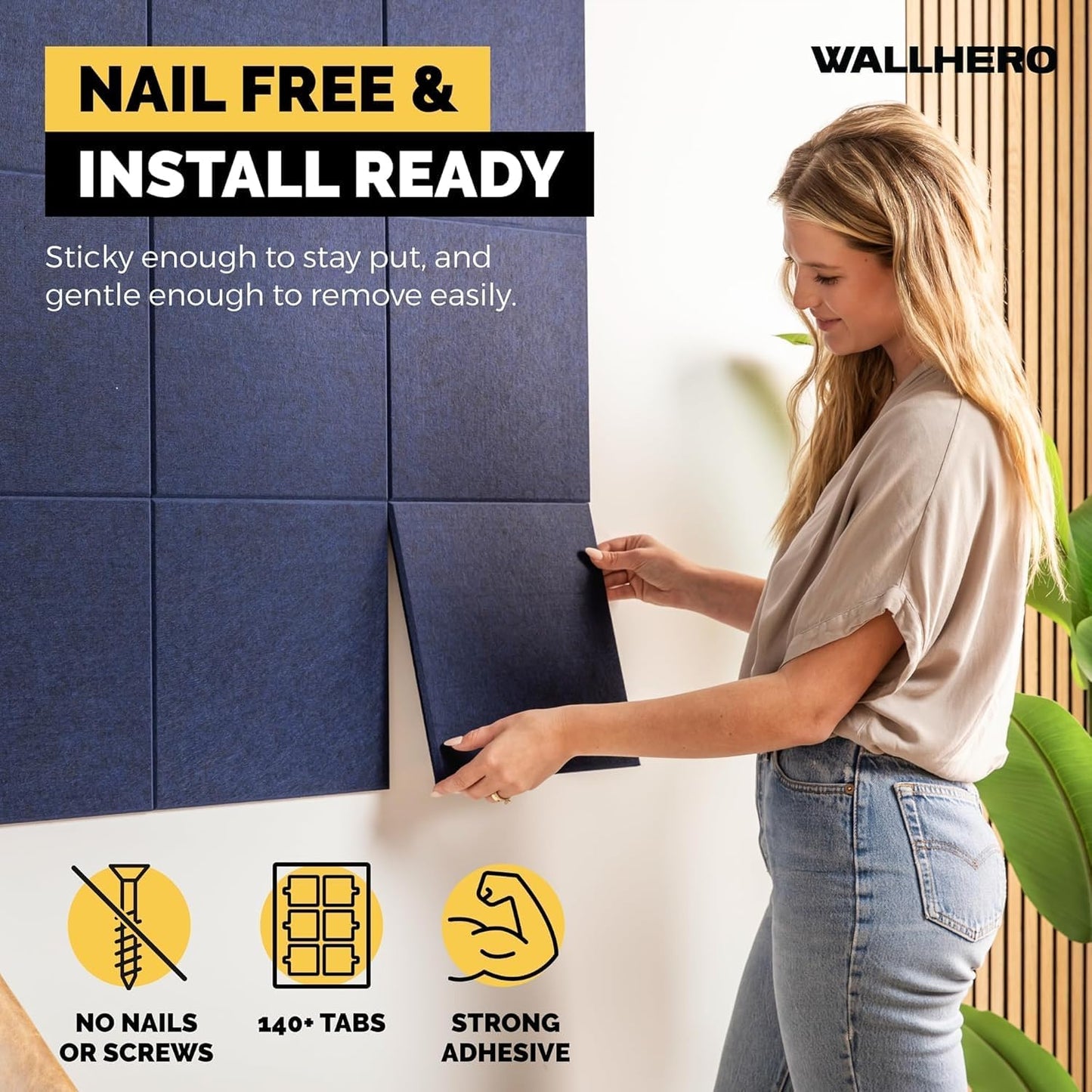 Large Cork Board Alternative | 15 Pack | Sizing Up to 59βx36β, Felt Wall Tiles, Office Wall Decor, Large Cork Boards for Walls, Corkboard, Cork Board for Office, Pin Board, Blue