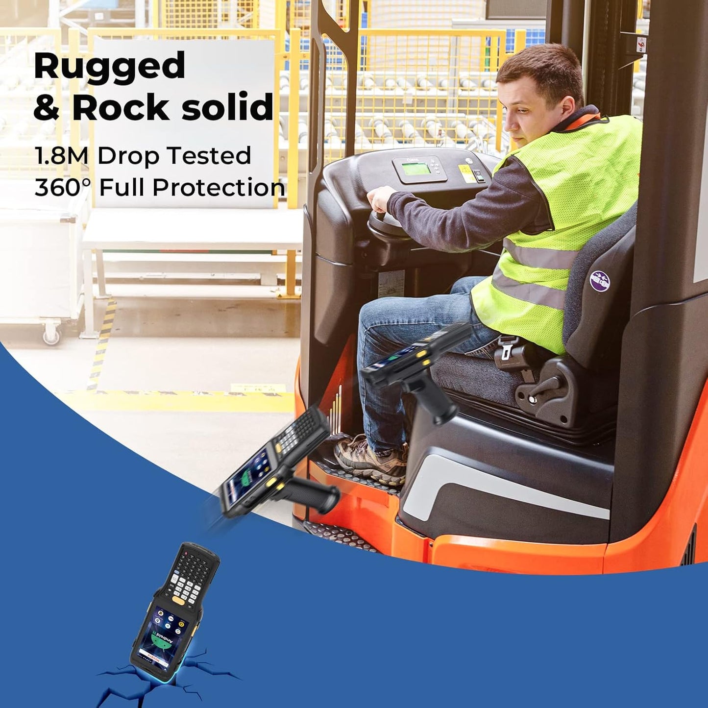 MUNBYN 088P 2025 New Long-Range-Android-Barcode-Scanner, Android 13 PDA, Equip with Zebra 4850 Scanner, Long Distance Inventory Scanner with Pistol Grip, 1D 2D QR for Warehouse