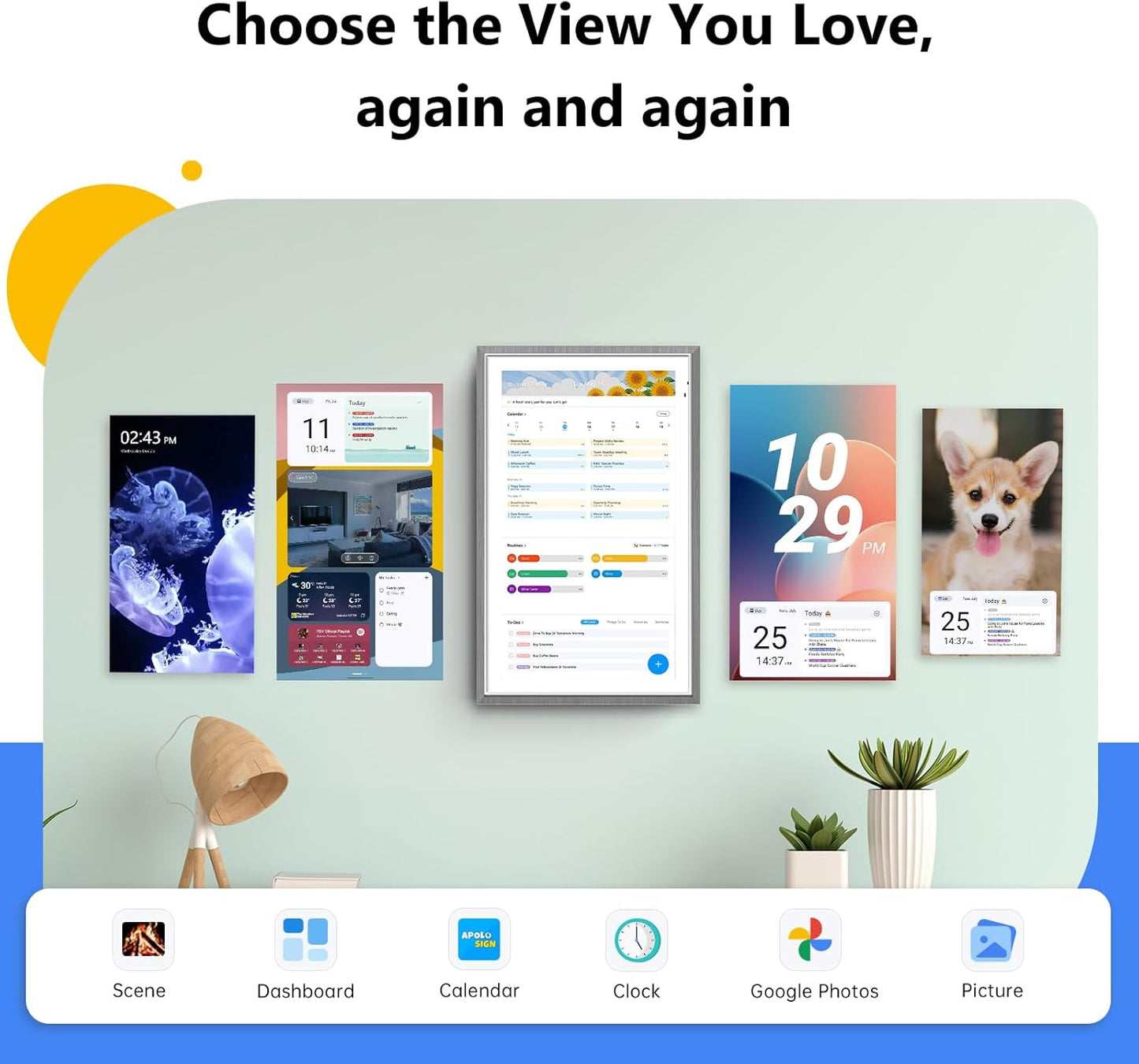 ApoloSign Digital Calendar: 15.6" Wall Planner Electronic Calendar, Smart Touchscreen Interactive Display for Chore Chart, Family Schedules, Supports All Apps via Google Play (Gray Wood, 15.6-inch)