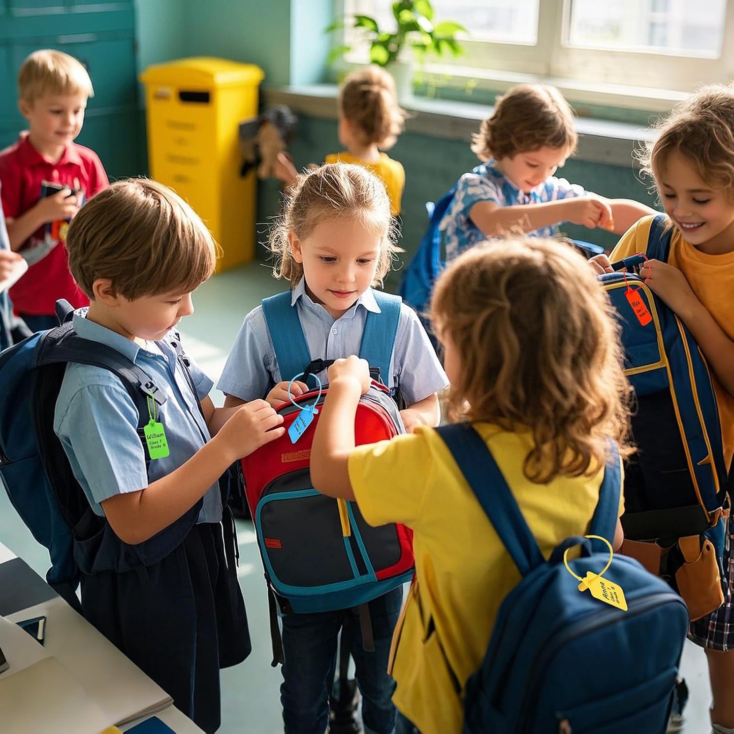 50 Red Blank Plastic Tags for Labeling Waterproof Hanging Labels Writable Tags Seal Plastic Marking Label for Clothes Bags Keys Inventory with One Marker Pen