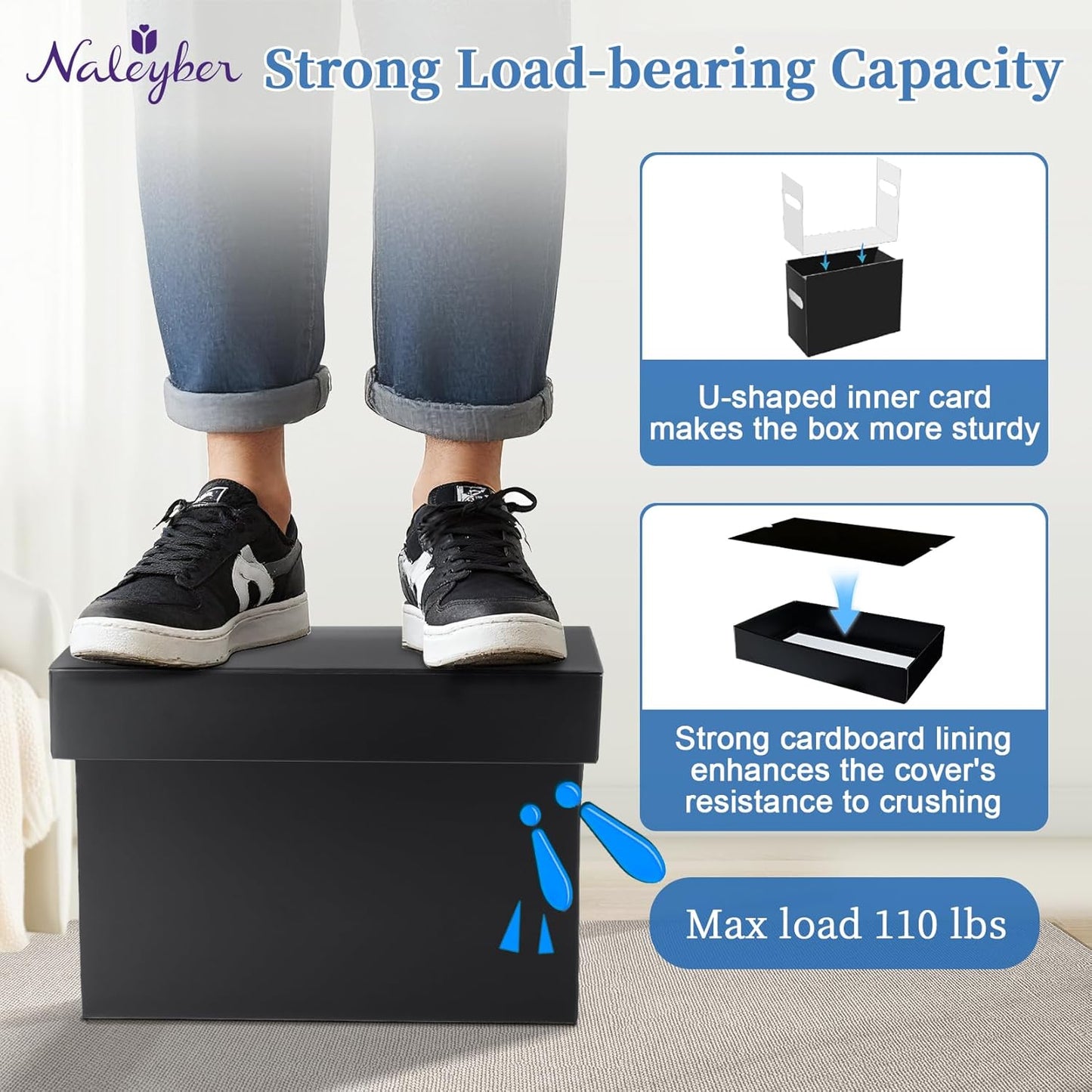 File Organizer Box with Lid, Collapsible Hanging File Folder Storage Boxes for Documents, Portable Filing Organizer for Office, Home, Classroom(Black, 2 Pack)