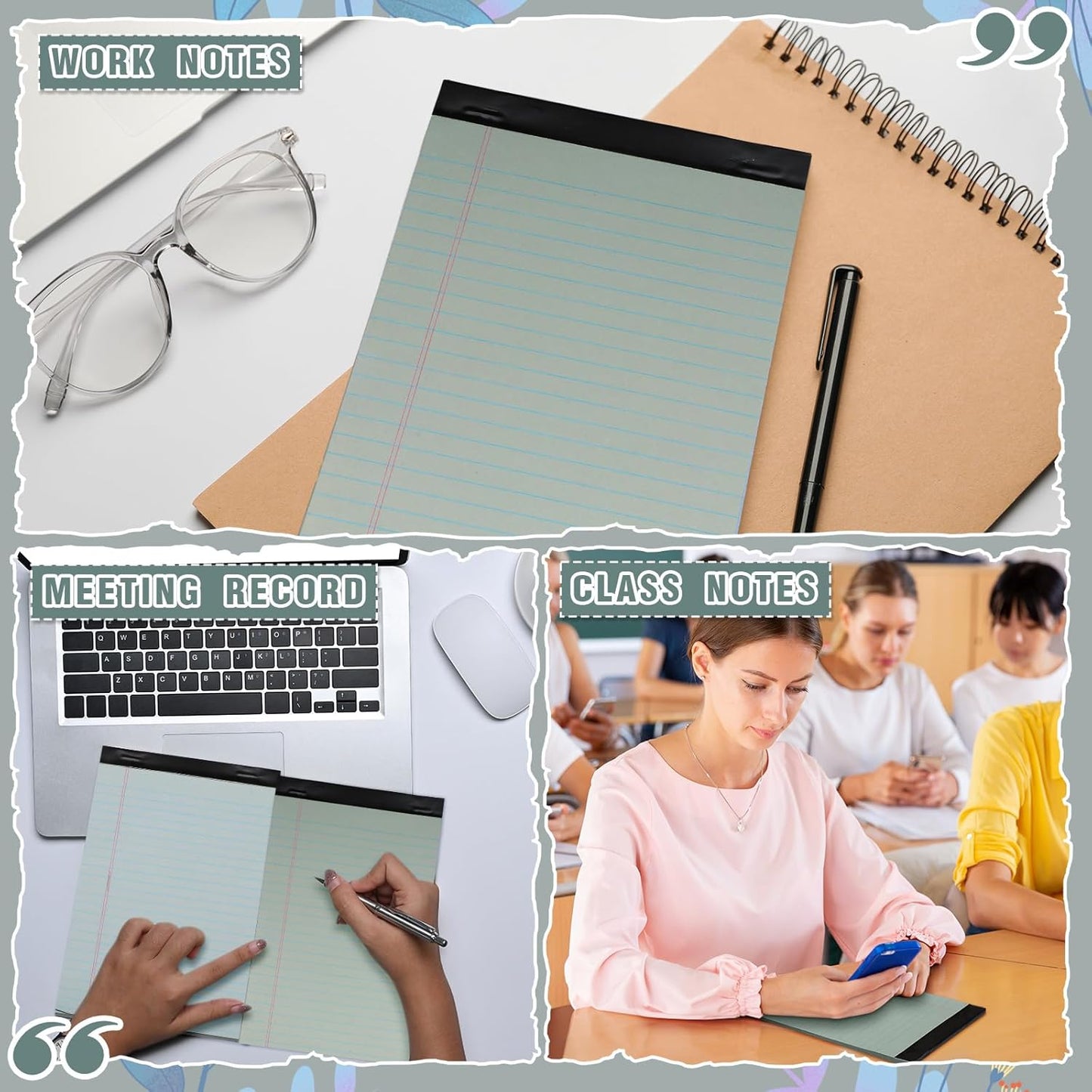 Lincia 12 Pcs 12 Pcs 5" x 8" Small Legal Pads Colored Lined Note Pads Narrow Ruled Writing Notepads 50 Sheets Per Micro Paper Notebook Lined and Perforated for College Office Supplies (Fresh Colors)