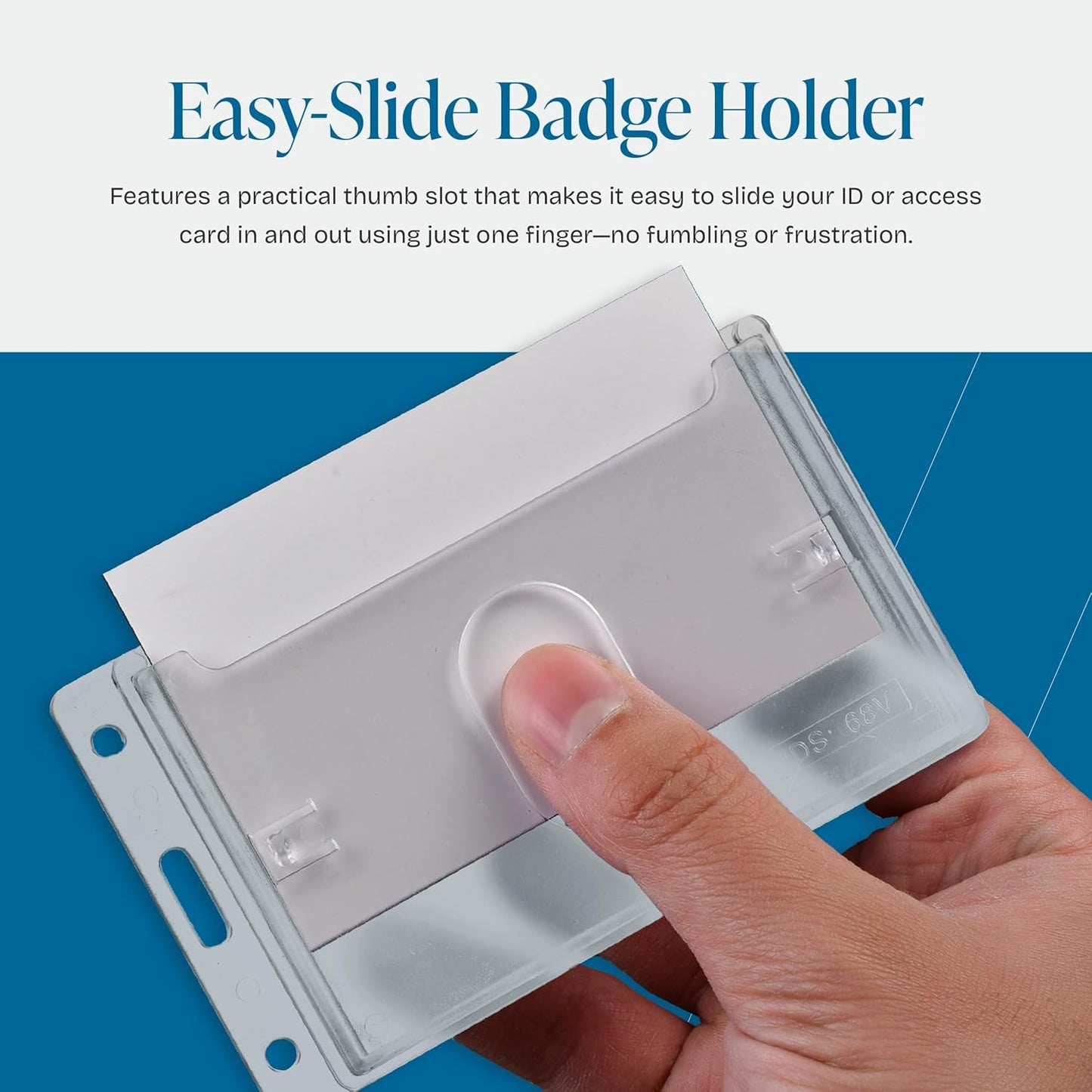 Will Well Vertical Badge Holder for Lanyards and Keyrings - Hard Transparent 4.13" x 2.44" Protector for IDs, Cards, and Cash, Fits in Pocket, with 3 Mounting Holes for Easy Display - 6-Pack, Clear