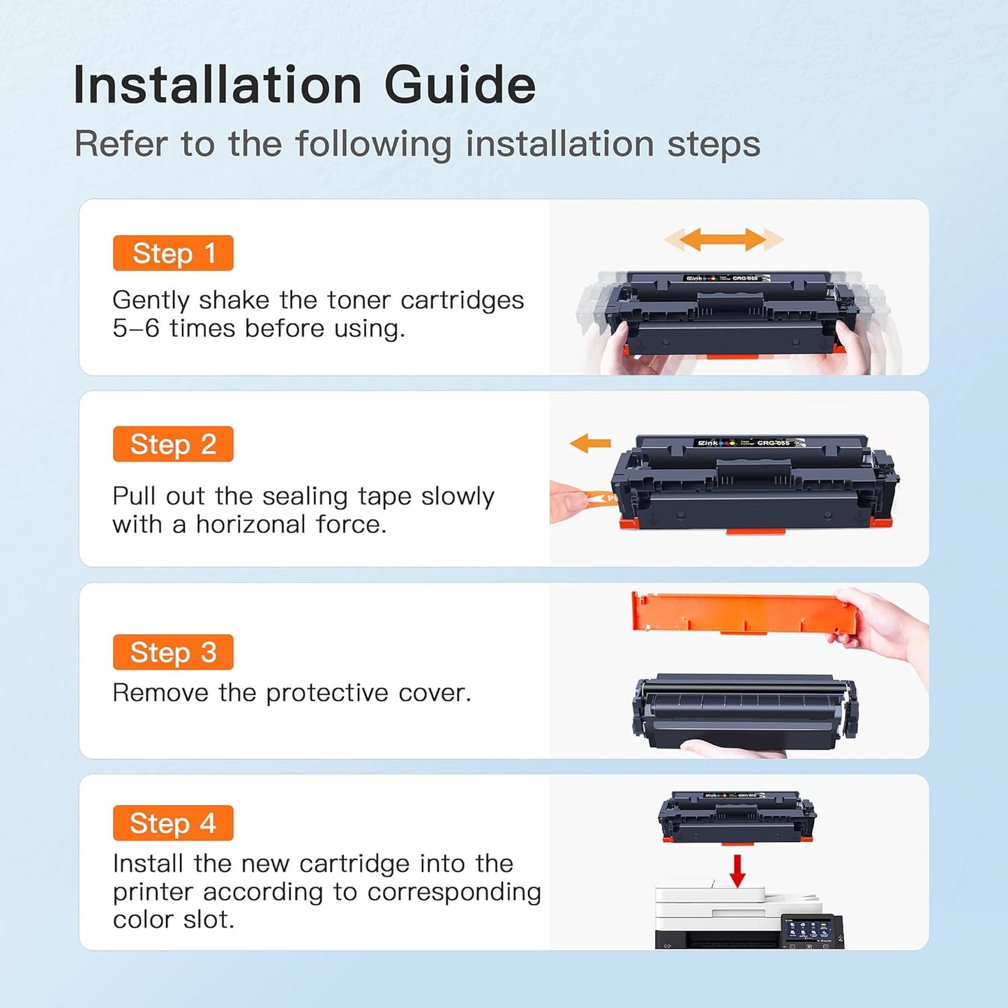 E-Z Ink Compatible Toner Cartridge Replacement for Canon 055 055H Replacement for Canon 055 Toner Cartridge Set to Use with Canon Color ImageCLASS MF743Cdw MF741Cdw MF746Cdw MF743 Printer (4 Pack)