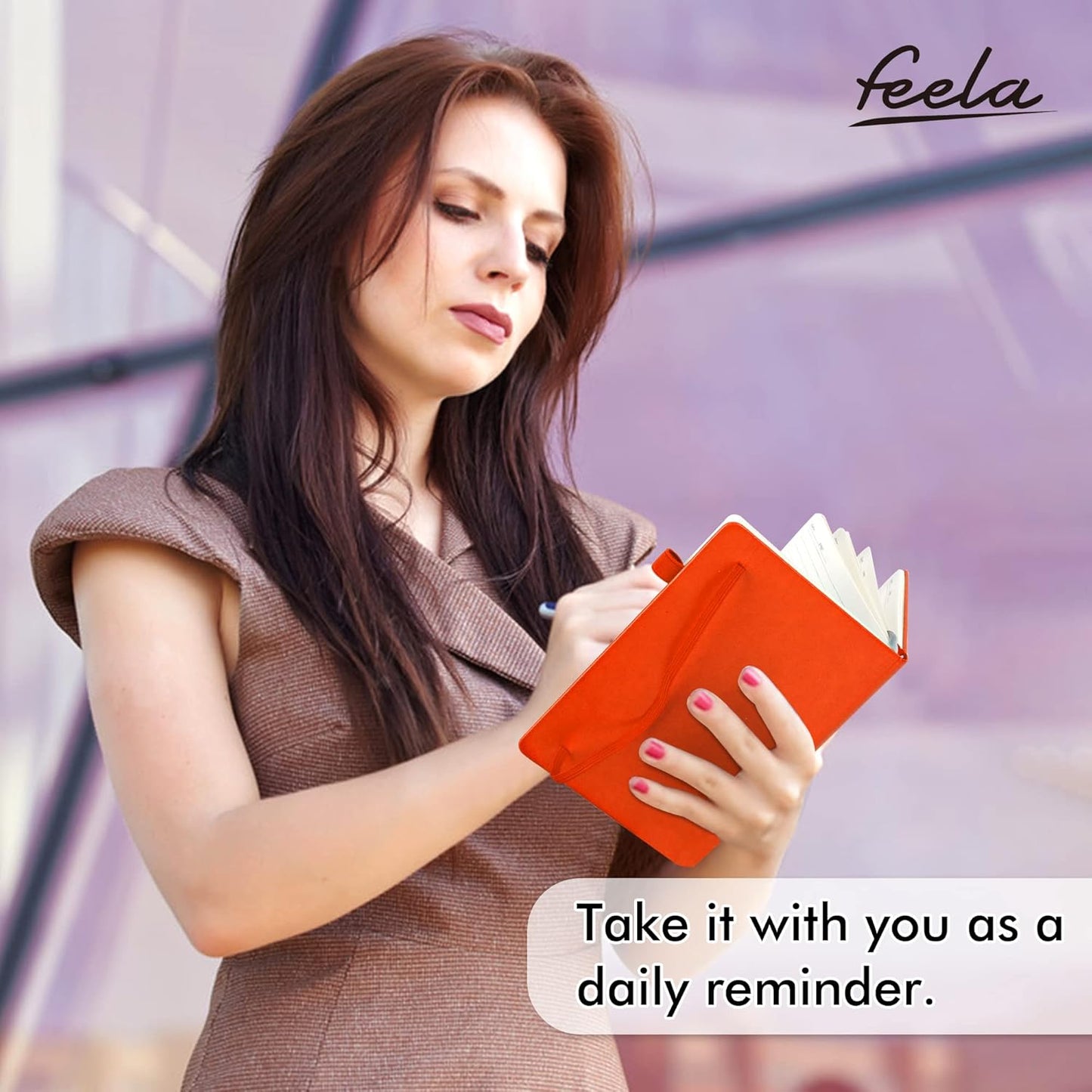 12 Pack Notebooks Journals Bulk with 12 Black Pens, Feela A5 Hardcover Notebook Classic Ruled Journal Set with Pen Holder for School Business Work Travel Writing, 120 GSM, 5.1”x8.3”, Orange