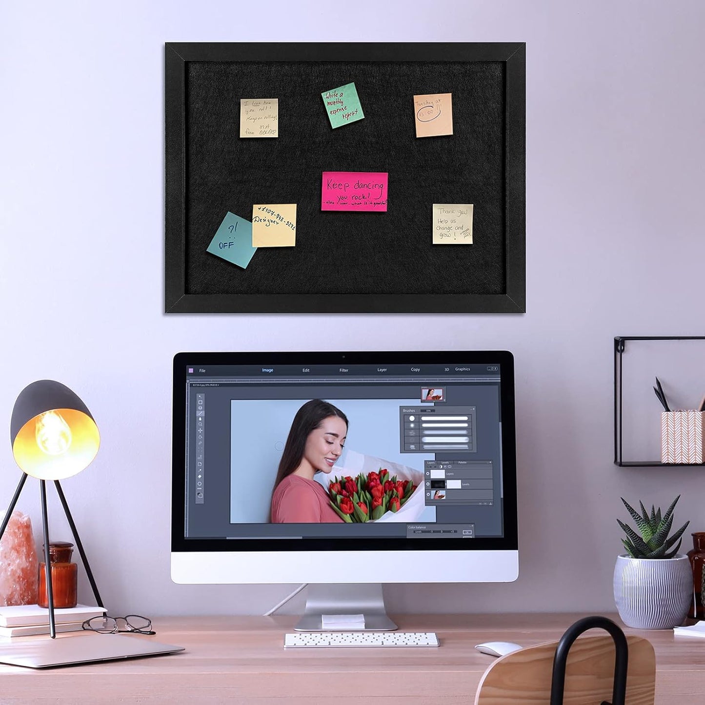 TORASO Cork Board Bulletin Board, 13" X 17" Cork Boards for Walls with Pins, Eye Bolts, gaskets, Screws, Pin Board for Office, School and Home (BK,33 * 43cm,2P)