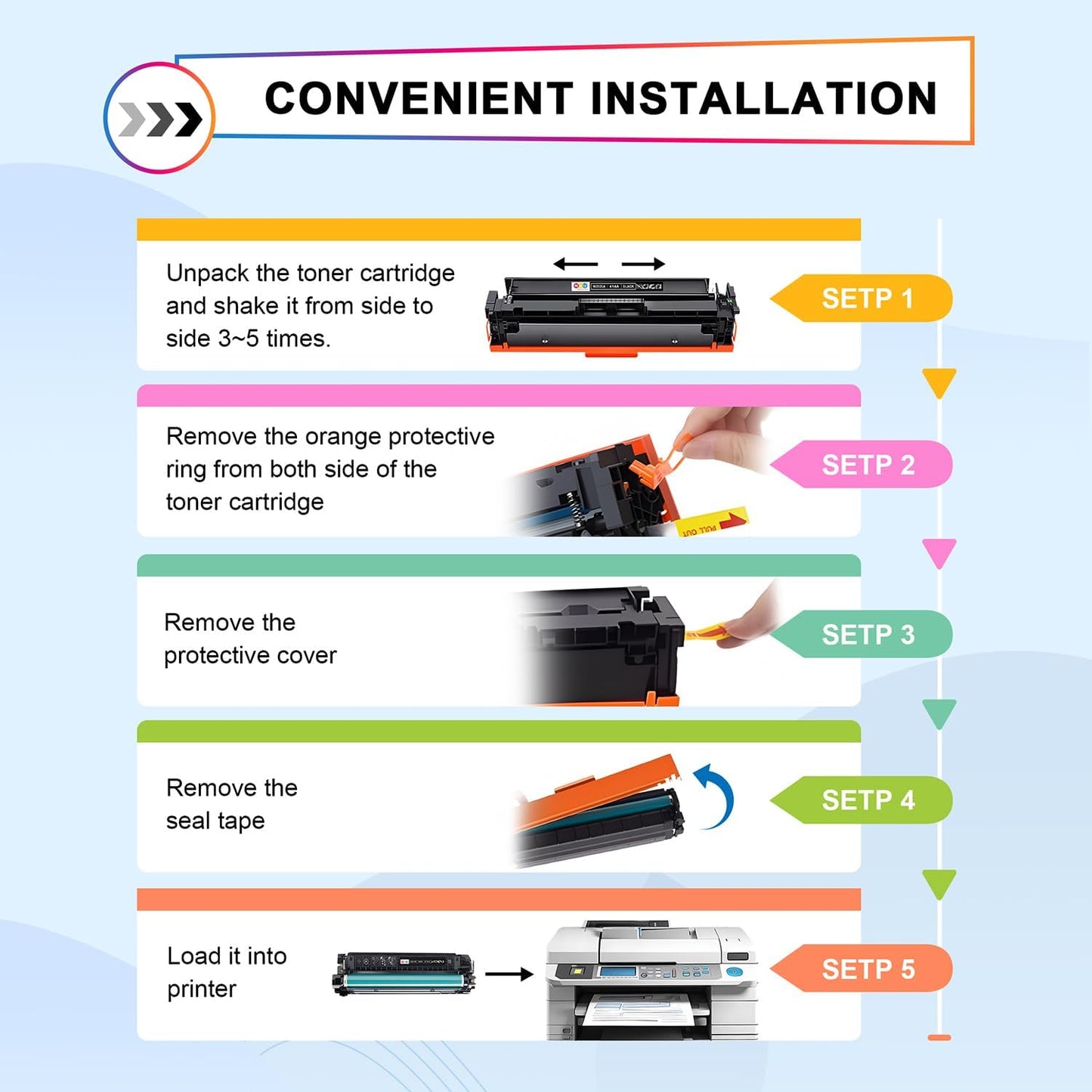 414A Black Toner Cartridges(with Chip) Compatible with 414A Toner Cartridges W2020A for Color Pro MFP M479fdw, M479fdn, M454dw, M454dn Series(2 Pack, Black)