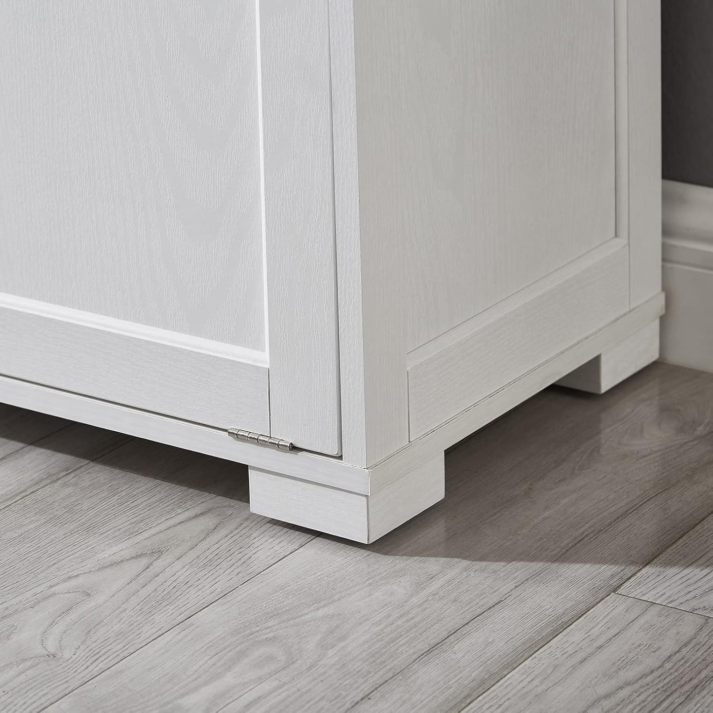 OLD CAPTAIN Double Tilt Out Trash Cabinet, Wooden Kitchen Garbage Can Free Standing Holder (White)…