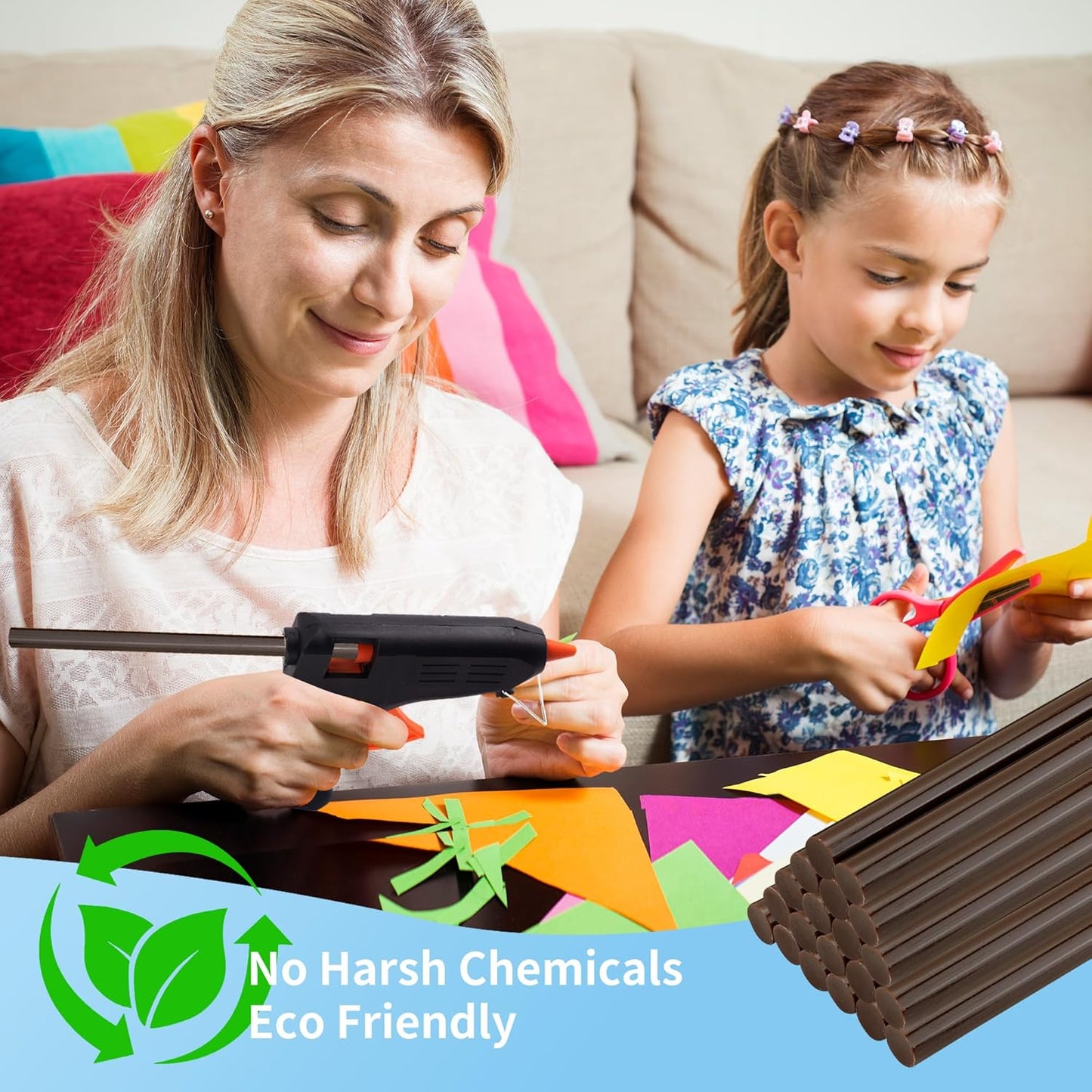 MATUFF Brown hot Glue Stick Full Size 0.43” Dia x 8” Long, 52 pcs Hot melt Adhesive Glue Sticks, Colored Glue Gun Sticks for Christmas Decoration DIY Crafts Arts School Home Gluing Project