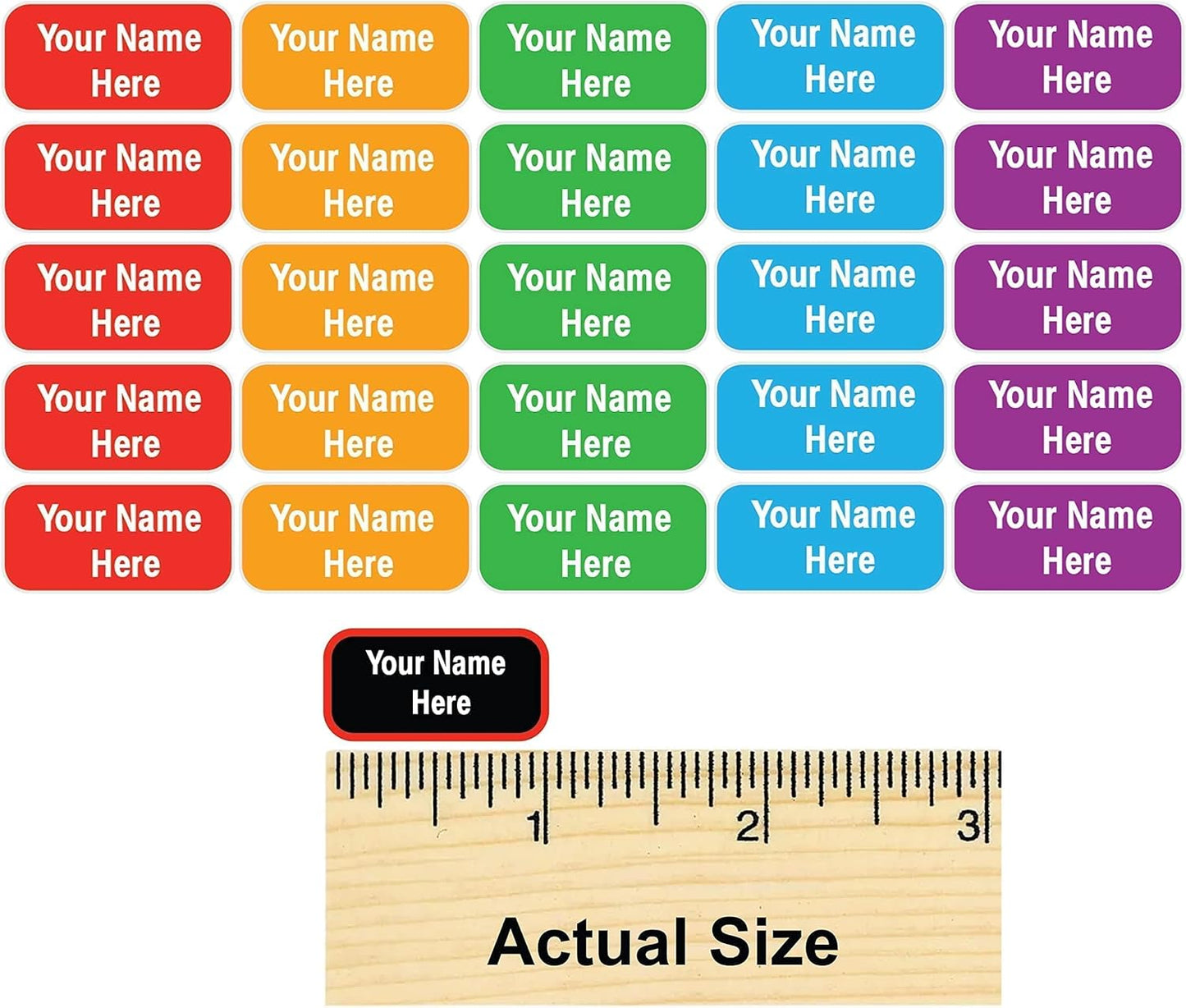 Personalized Waterproof Name Labels Press and Stick Custom Name Stick on Clothing Labels. Customized Up to 3 Lines Great for Camp & Daycare (Green Garden)