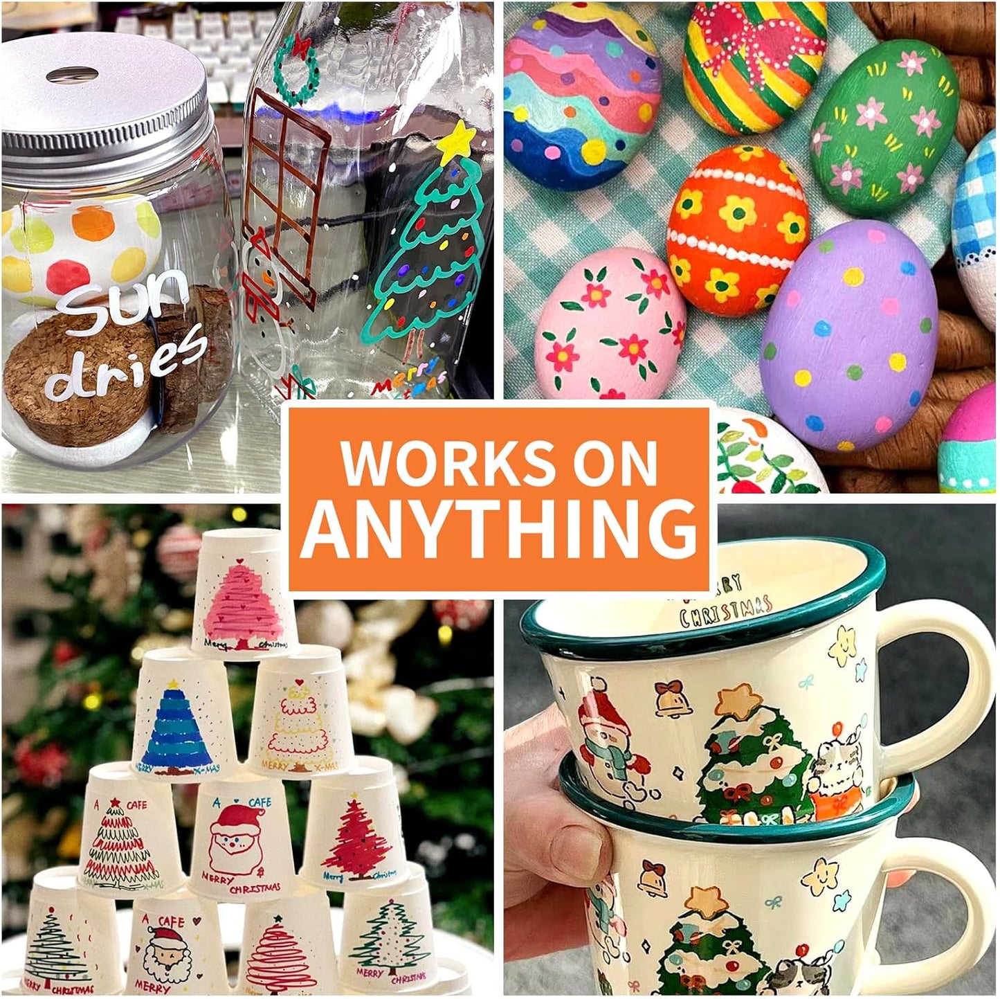 Black Paint Pens Permanent Paint Markers - 24 Pack Oil Based Marking Pens, Medium Point, Quick Drying and Waterproof for Rock Painting Car Tyre Metal, Plastic, Canvas, Wood, Glass