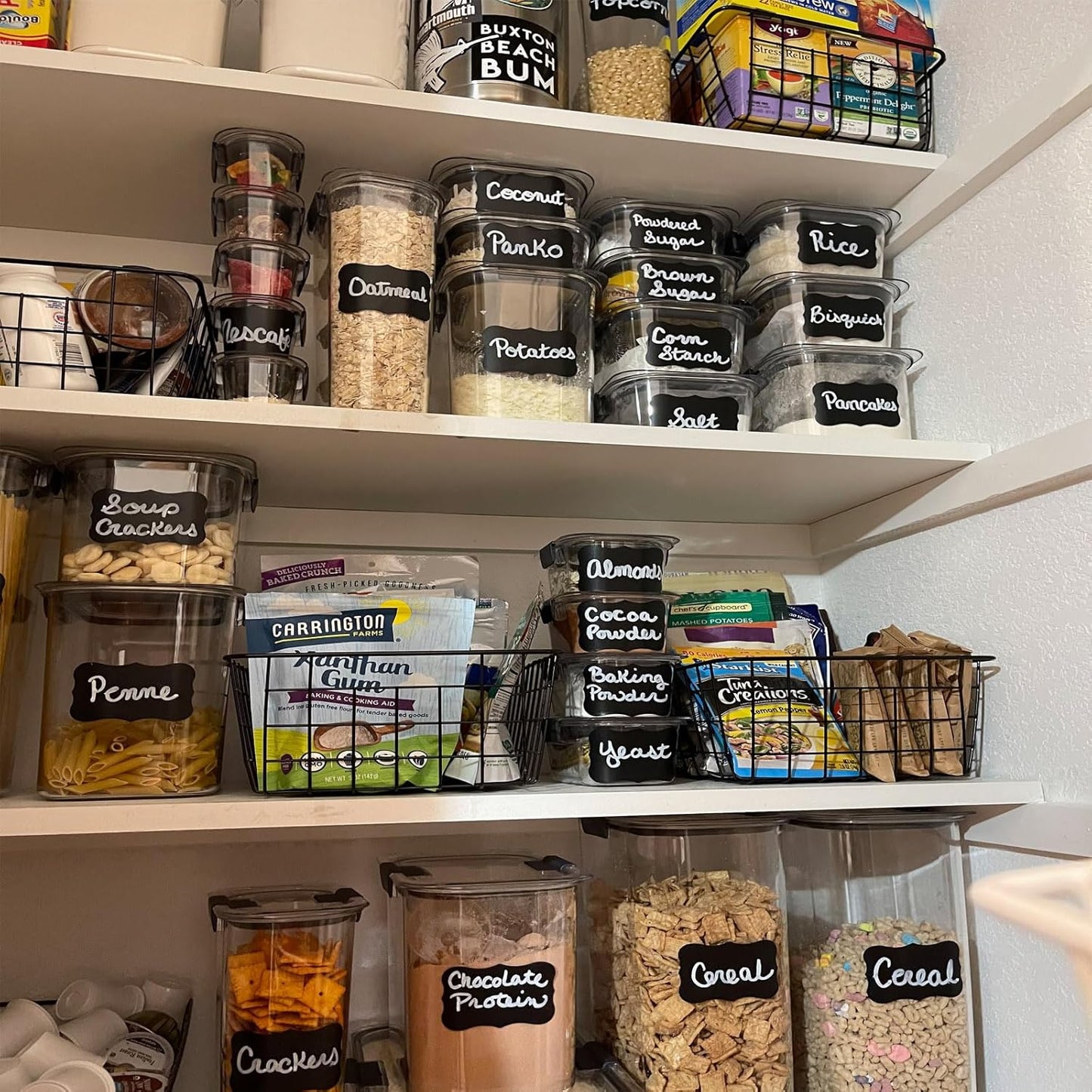 180 pcs Chalkboard Labels Waterproof Blackboard Reusable Sticker with White Chalk Marker, Wavy Chalkboard Labels for Containers, Mason Jars, Food Storage