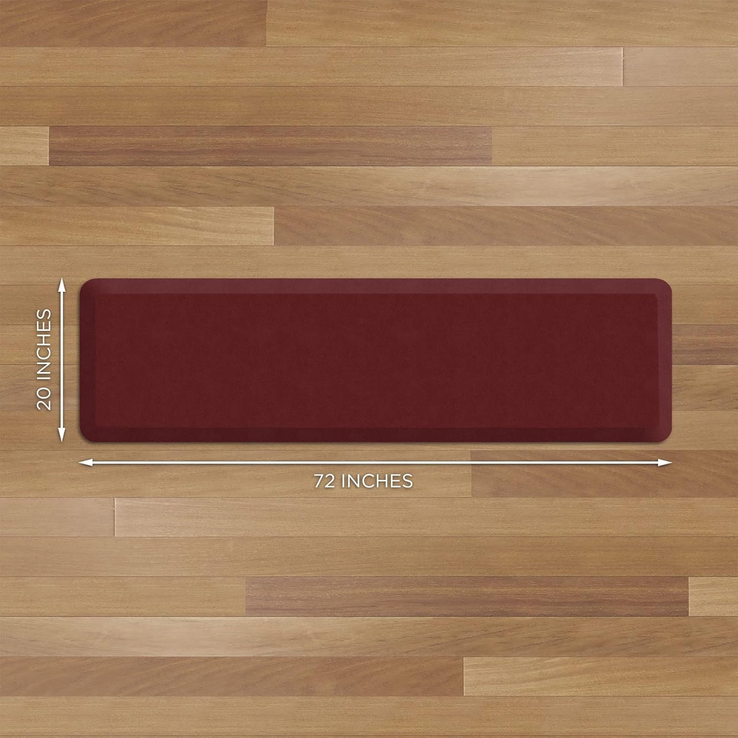 GelPro Anti Fatigue Nonslip Mat: Hard Floor Utility Mats for Garage, Patio and Kitchen - 20" x 72" x .5" - Leather Grain Cranberry