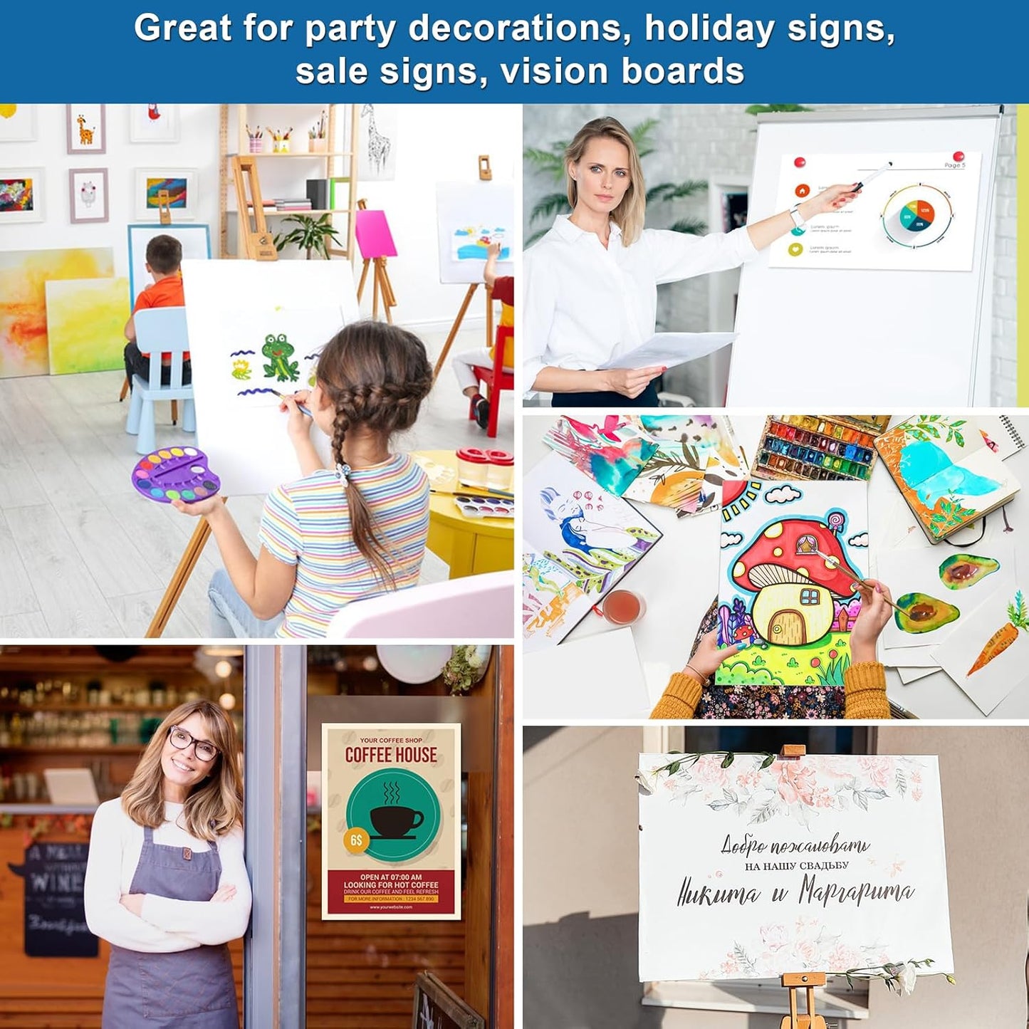 25 Pcs 12" x 18" Poster Board White Poster Board Paper Bulk 250 GSM Thickness Vision Boards Smart PosterBoard for Drawing School Arts Craft Projects Presentations Scrapbooking Blank Graphic Display