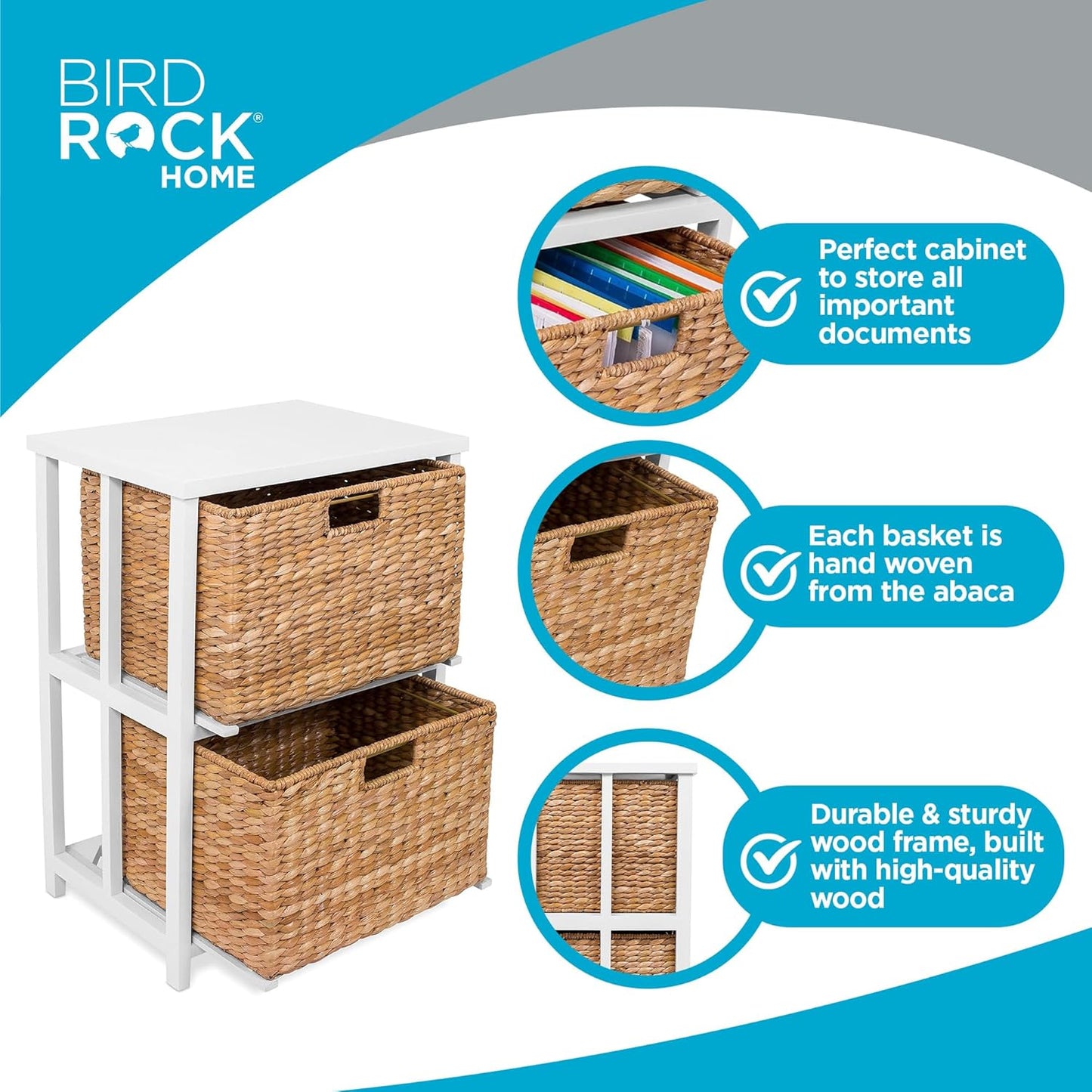 BirdRock Home Havana 2 Tiered file cubby with wood top (Natural)