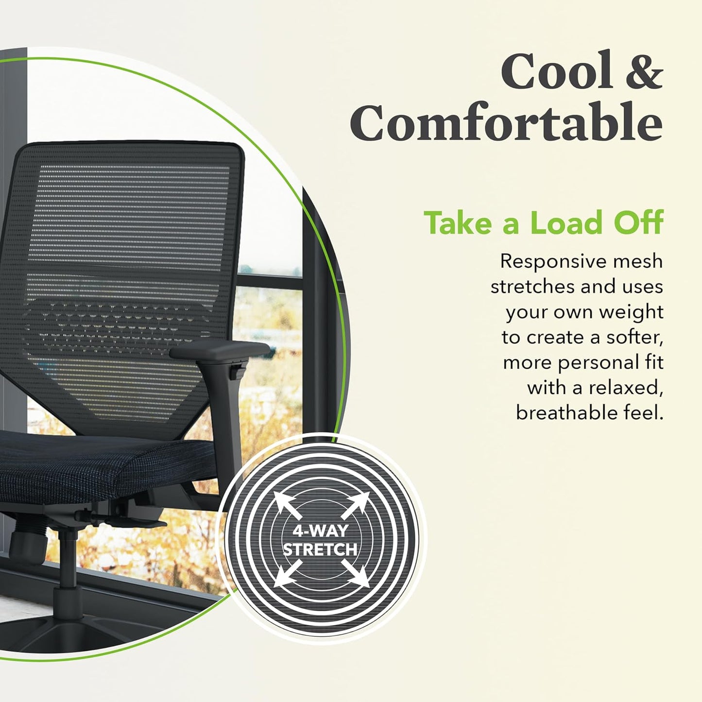 HON Solve Task Chair, Ergonomic Office Chair Mesh Back Support, Adjustable Lumbar, with Wheels, Height-Adjustable Arms, for Computers, Desks, Home Office, Black