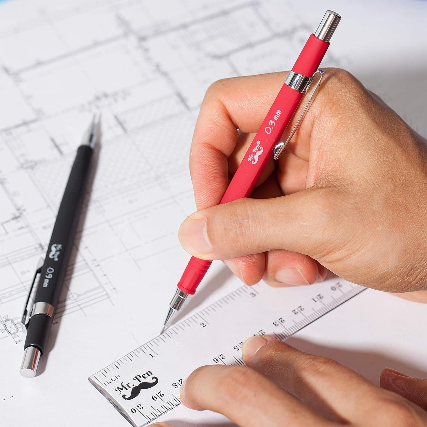 Mr. Pen Mechanical Pencil Set with Lead and Eraser Refills, 5 Sizes - 0.3, 0.5, 0.7, 0.9 and 2 Millimeters, Drafting, Sketching, Illustrations, Architecture, Back to School Supplies