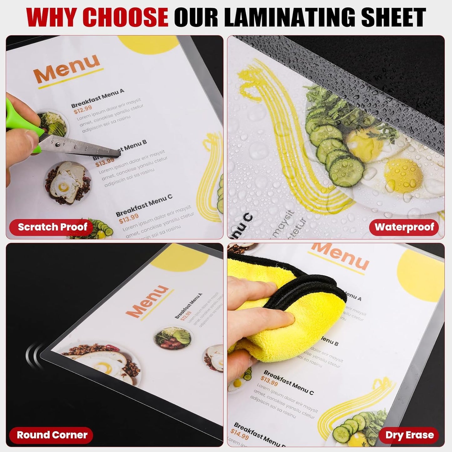 CAREGY Thermal Laminating Pouches,250 Pack Laminating Sheets, 5 Mil, 9 x 11.5 Inches Lamination Sheet Paper for Laminator, Round Corner Letter Size, Office and School Supplies