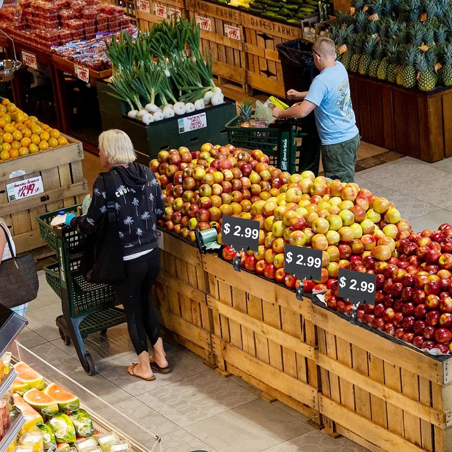 Biaungdo 12 Pcs Plastic Chalkboard Sign with Rotating Clip, Erasable Blackboard Price Tags Double Sided Waterproof Blackboard Clips Display Clip Holder for Shelves,Store,Business, Supermarket(Black)